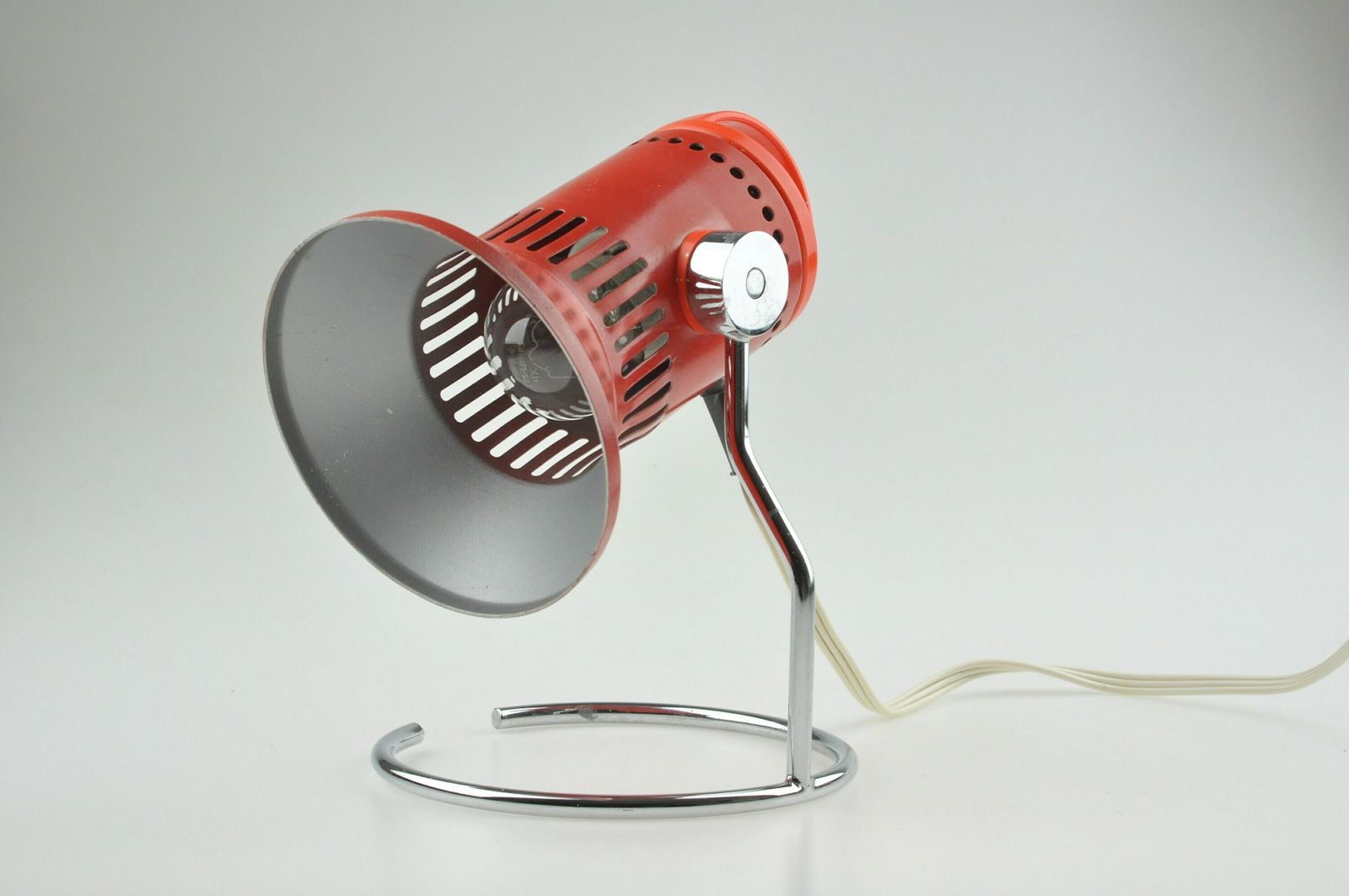 Mid Century Desk Lamp, Desk Metal Lamp, Table Lamp, Desk Lamp, Mid Century Lamp, Metal Lamp, Orange Lamp, Chrome Lamp, Table Light photo for sale