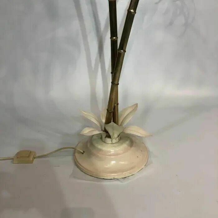 photo vinterior Two Branch Palm Tree Floor Lamp 1970s Italian Hollywood Regency Brass