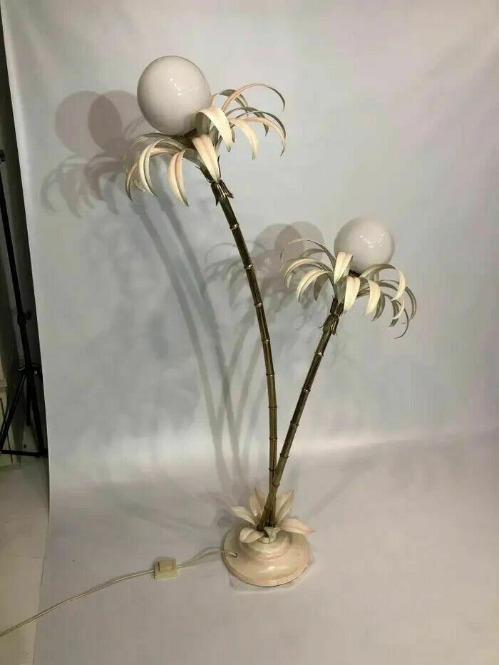 1690.0 Two Branch Palm Tree Floor Lamp 1970s Italian Hollywood Regency Brass photo