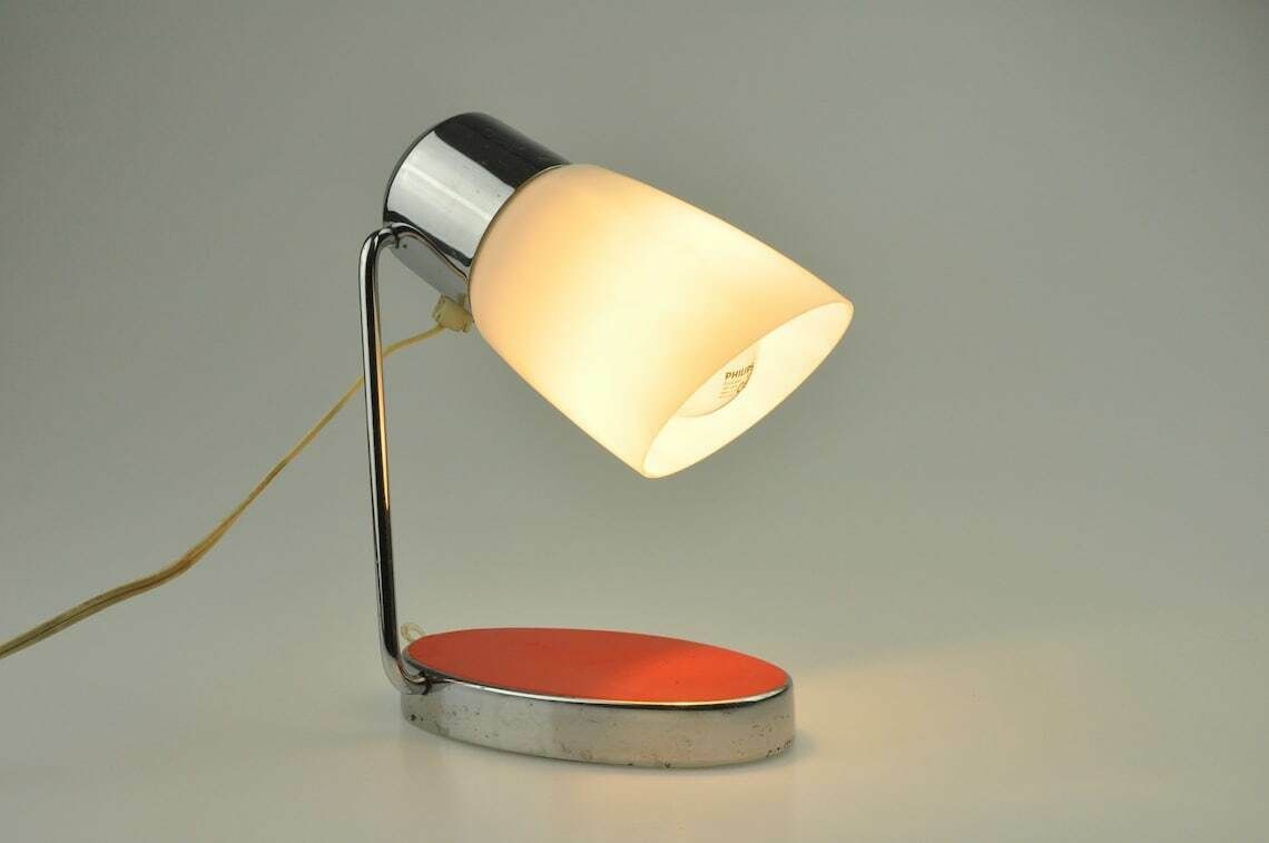 Mid Century Desk Lamp  Table Lamp  Desk Lamp  Bedside Lamp  Mid Cenutry Lamp Chrome Lamp  Table Light  Retro Lighting Art Deco Lamp photo vintage