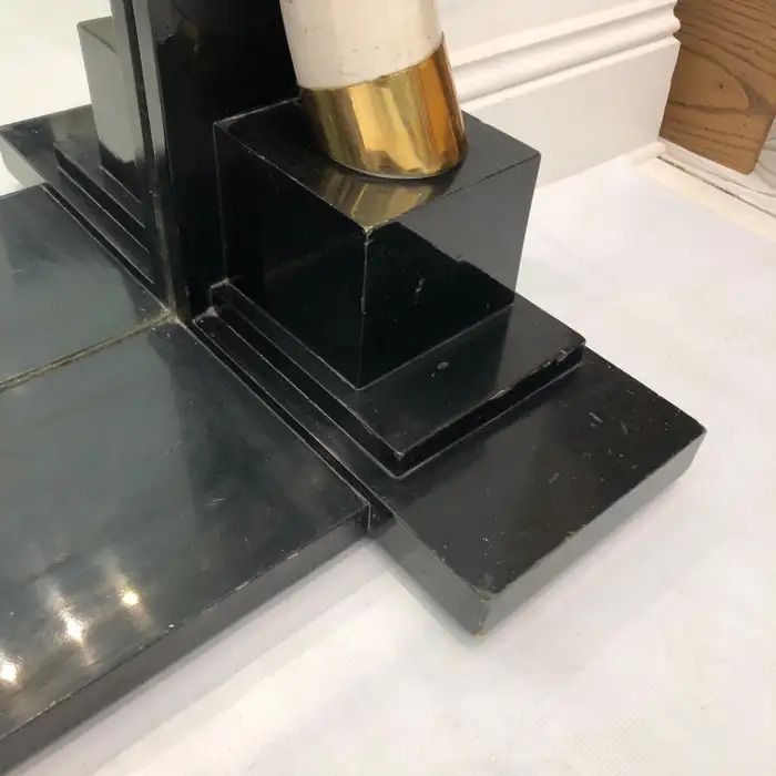 photo furniture Versailles Collection Elephant Faux Tusk Ebony Console Glass Top With Mirror1970s
