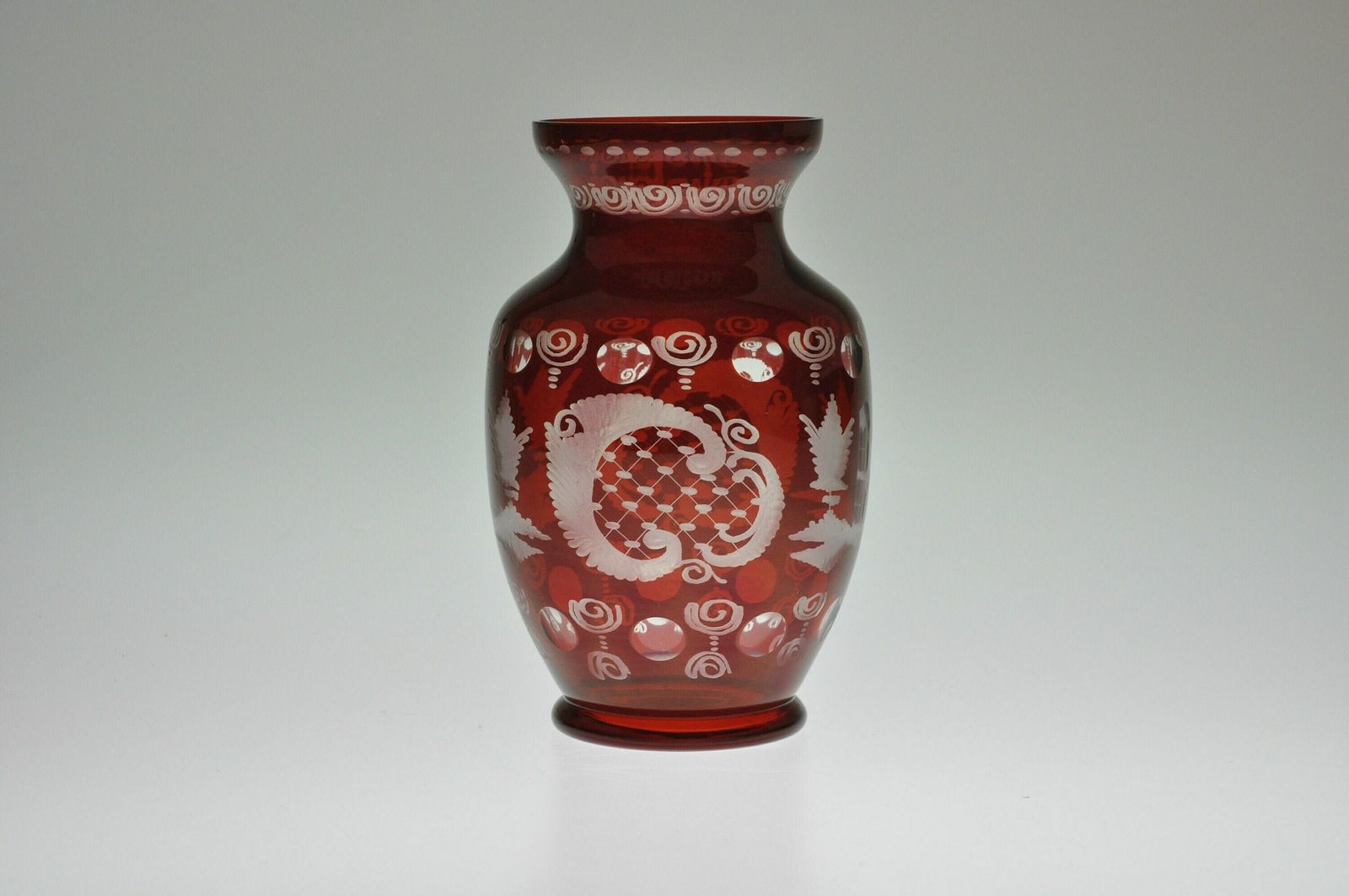 Vintage Egermann Glass Vase, Red Cut Glass, Red Cut To Clear Glass, Red Cut Crystal Vase, Red Cut Crystal, Ruby Glass Vase, Red Glass Vase