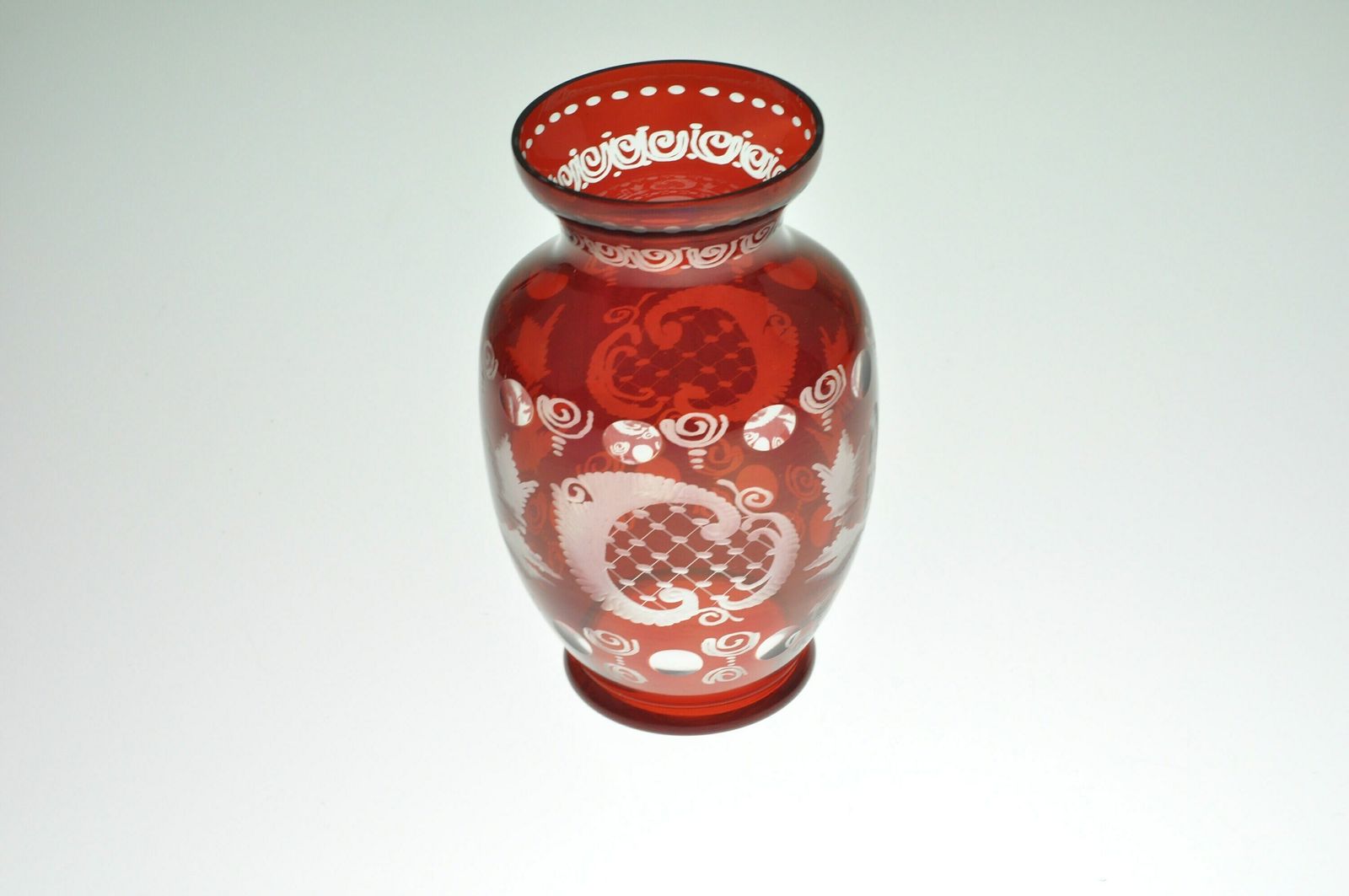 Vintage Egermann Glass Vase, Red Cut Glass, Red Cut To Clear Glass, Red Cut Crystal Vase, Red Cut Crystal, Ruby Glass Vase, Red Glass Vase photo buy