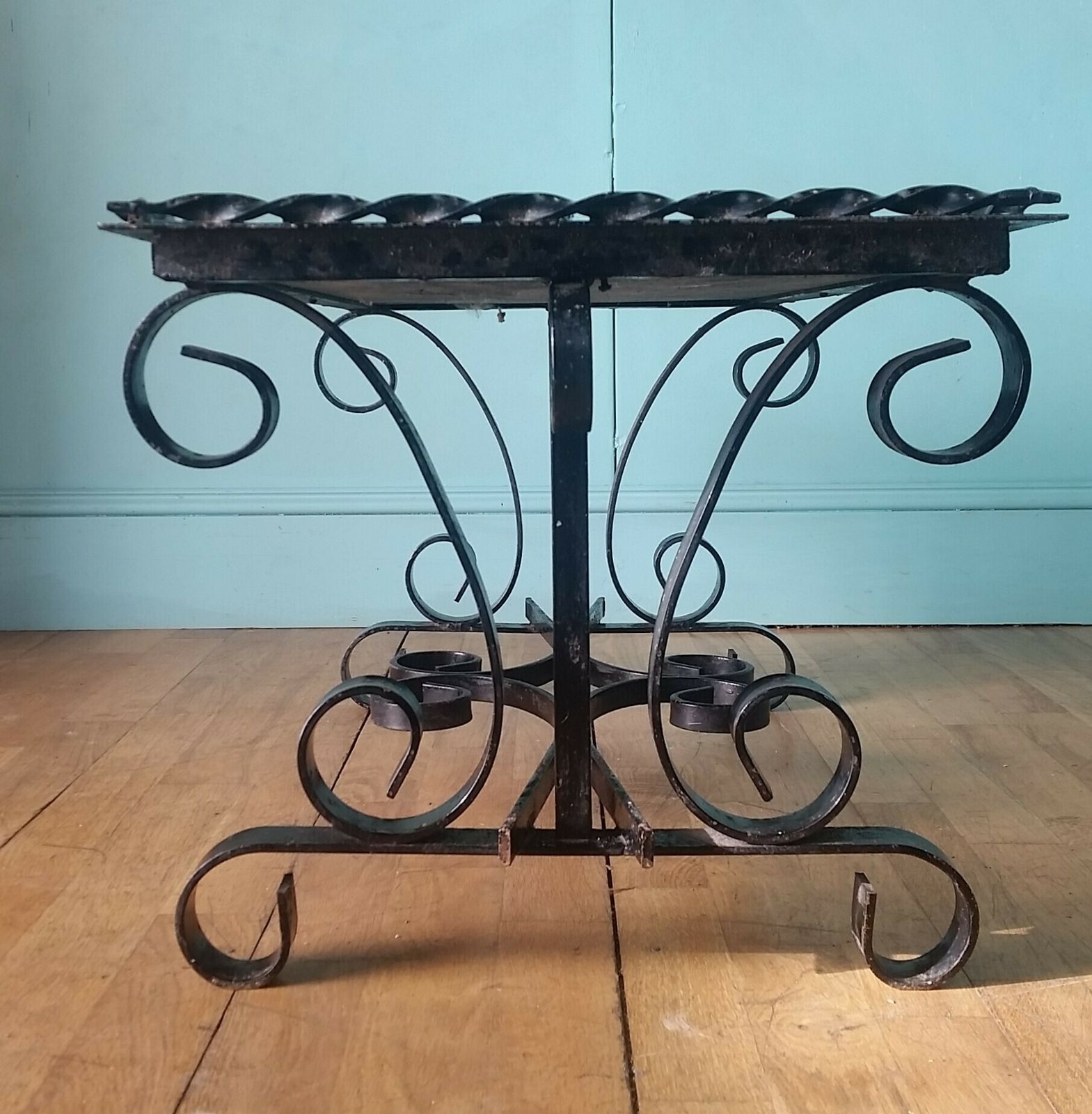 French Mid Century Wrought Iron Coffee Table photo vinterior