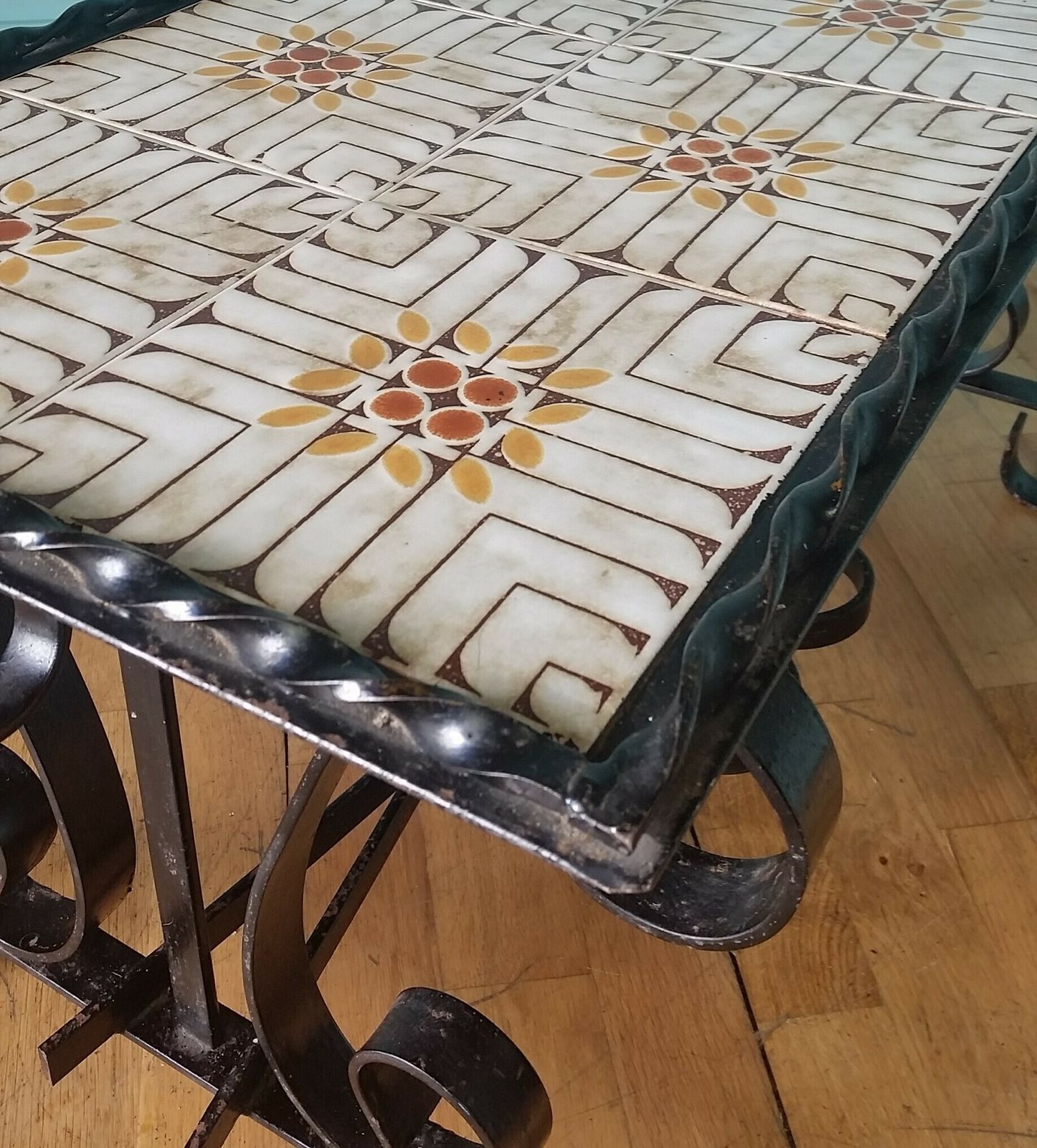 French Mid Century Wrought Iron Coffee Table photo buy