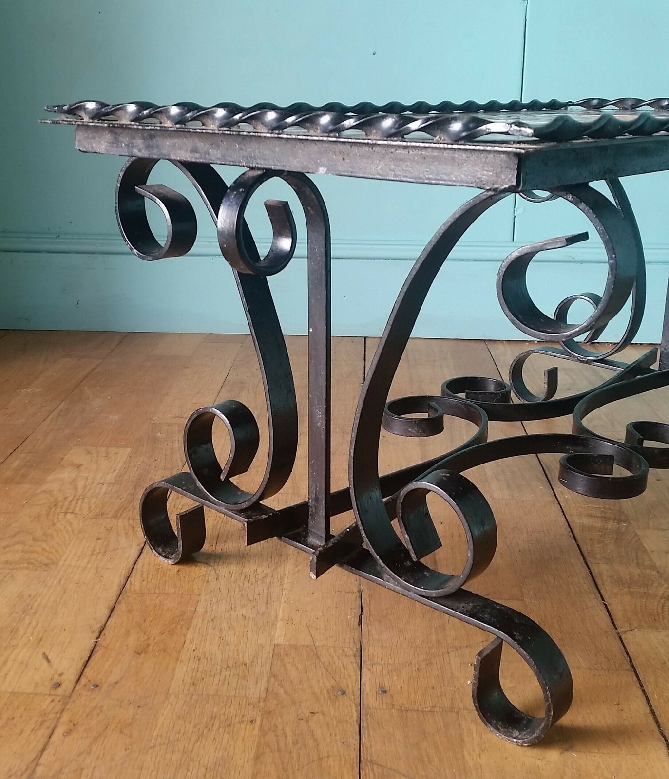 photo furniture French Mid Century Wrought Iron Coffee Table
