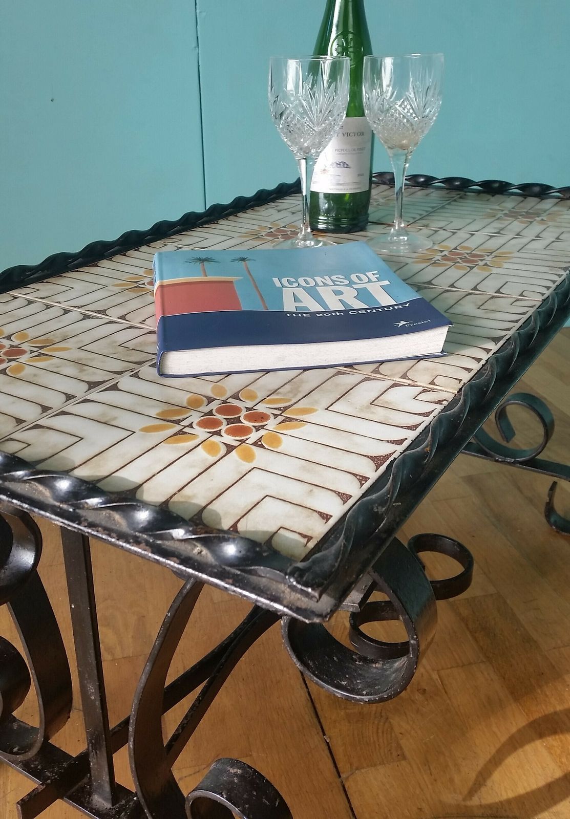 photo for sale French Mid Century Wrought Iron Coffee Table