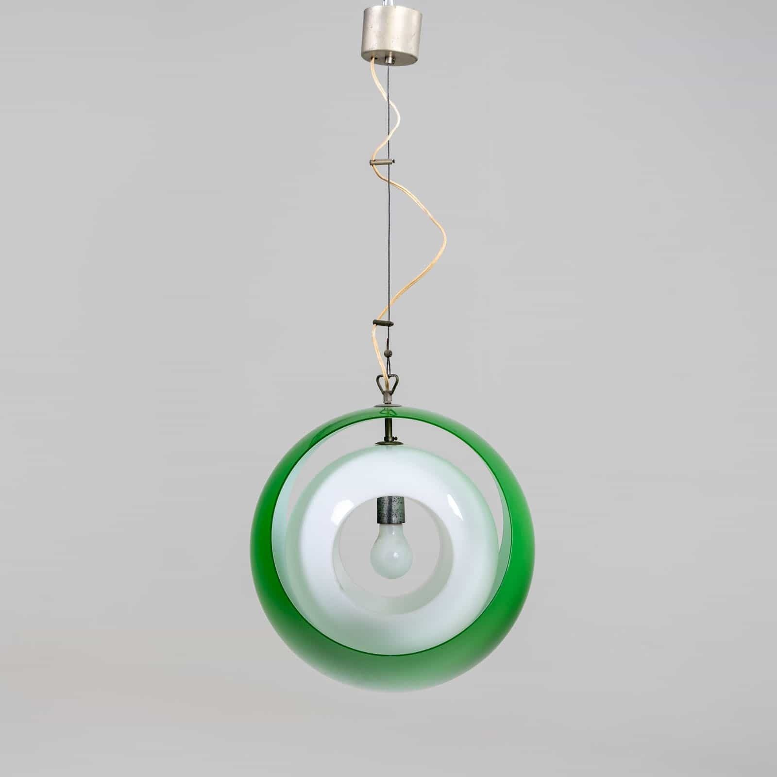 Green Eclisse Pendant Light By Carlo Nason For Mazzega, Italy 1960s photo vinterior