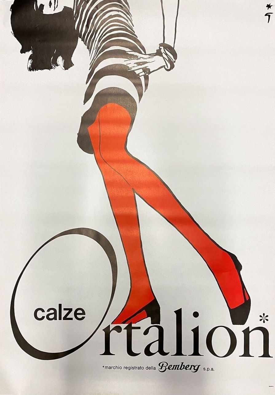 René Gruau, C.A. 1970s   Ortalion Calze   Original Vintage Affiche Cm 140 X 100 photo buy