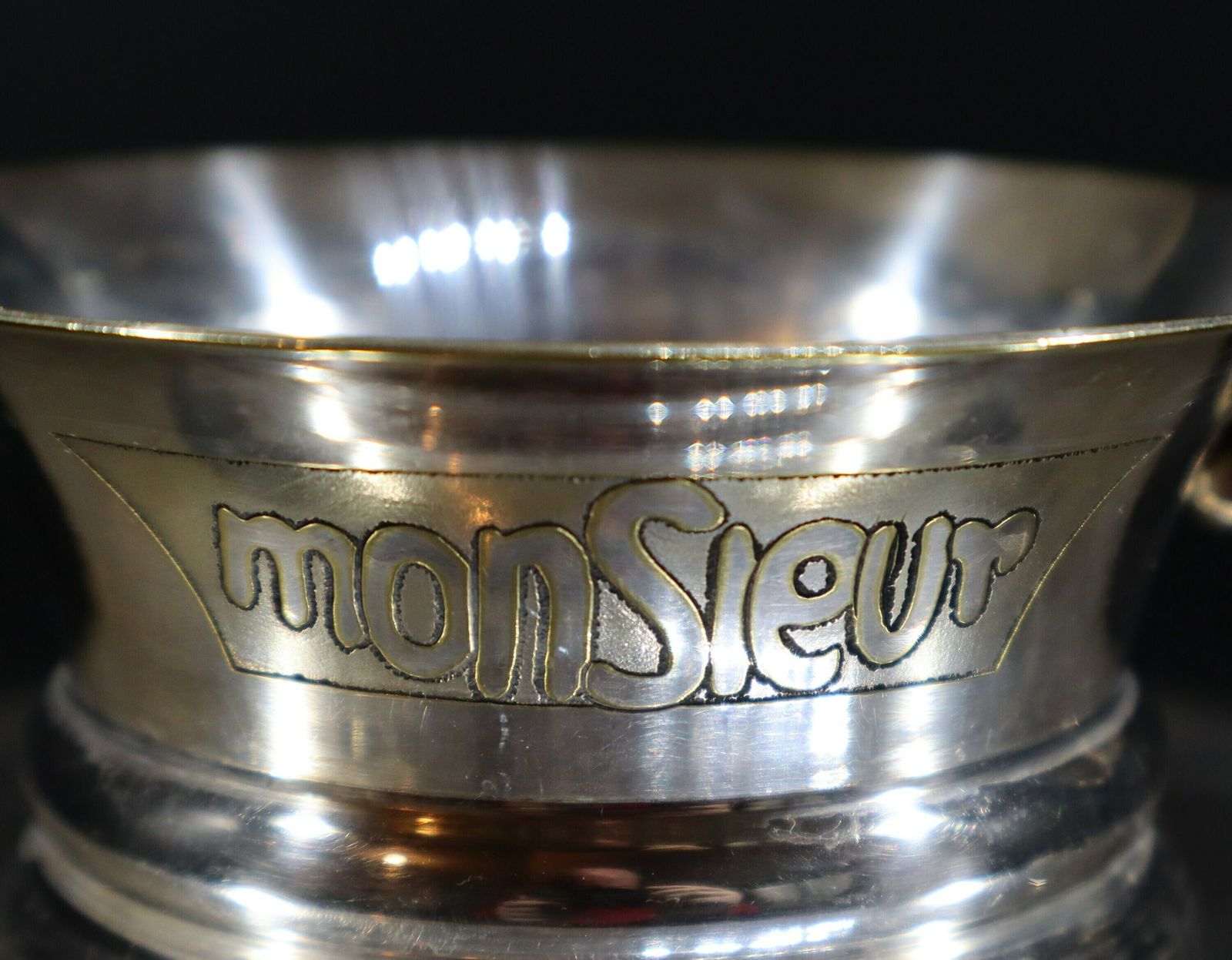 Antique French Silver Plated Madame & Monsieur Tea Cup Set photo Home Decor
