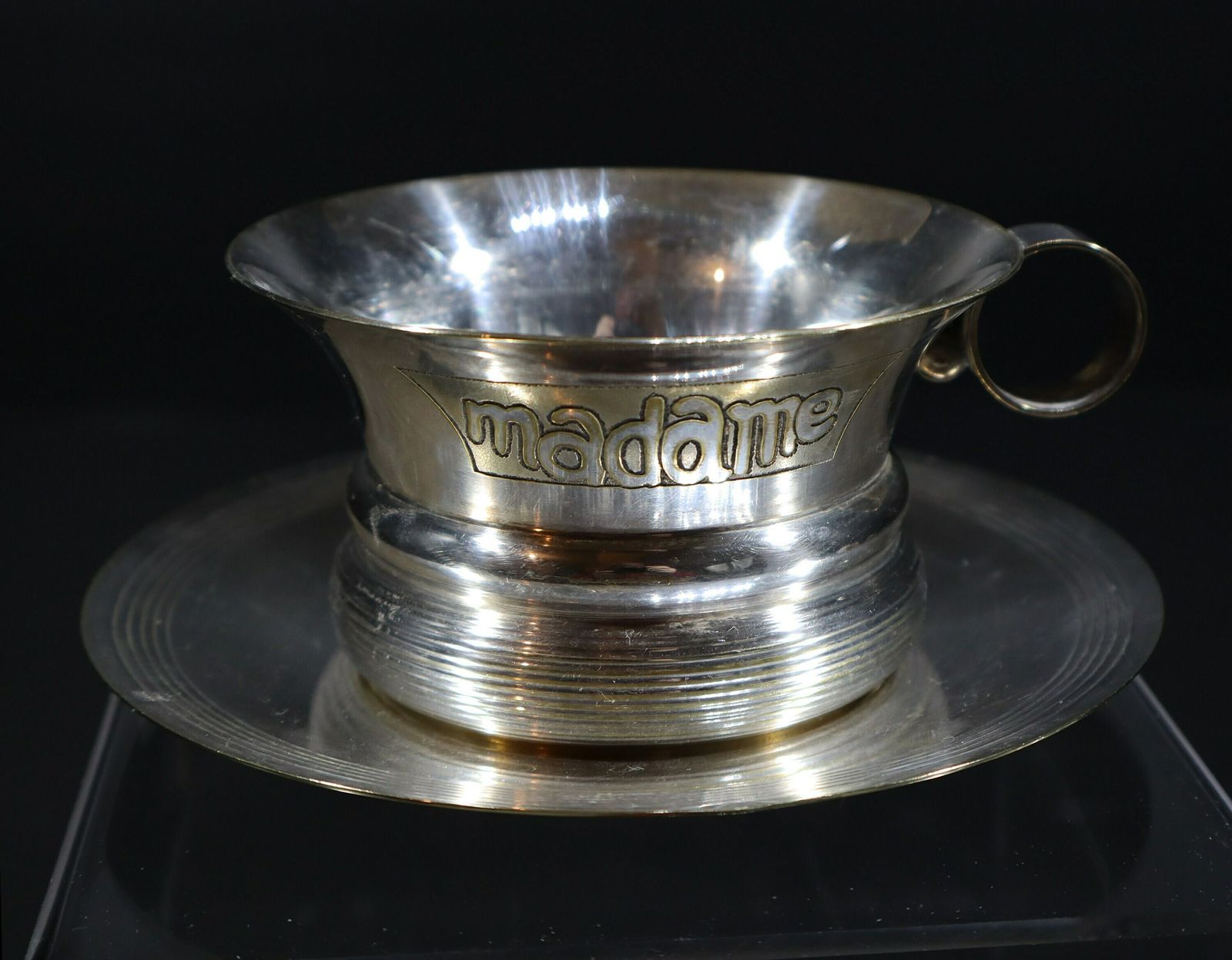 Antique French Silver Plated Madame & Monsieur Tea Cup Set photo 200.0