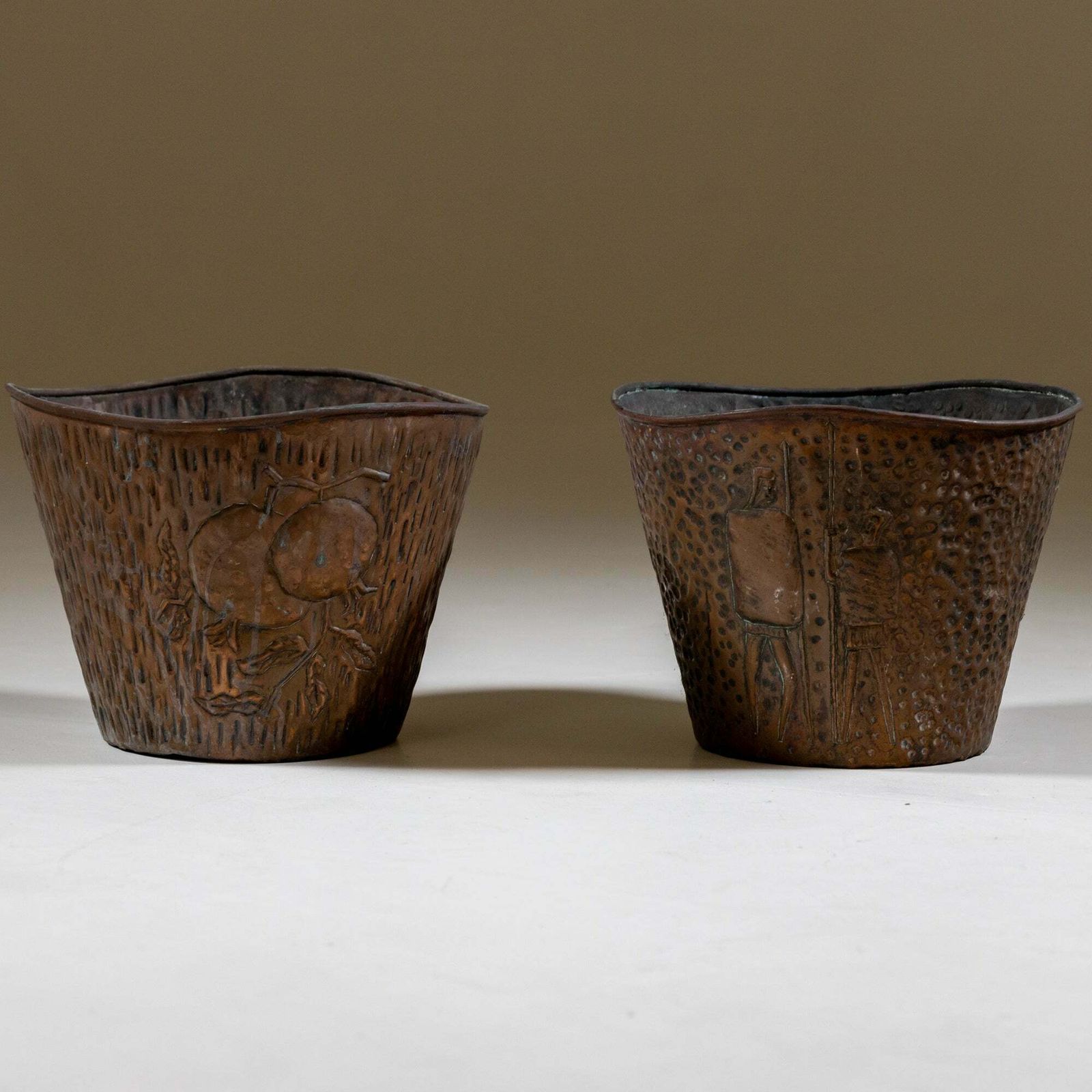 Copper Plant Pots, Italy Mid 20th Century