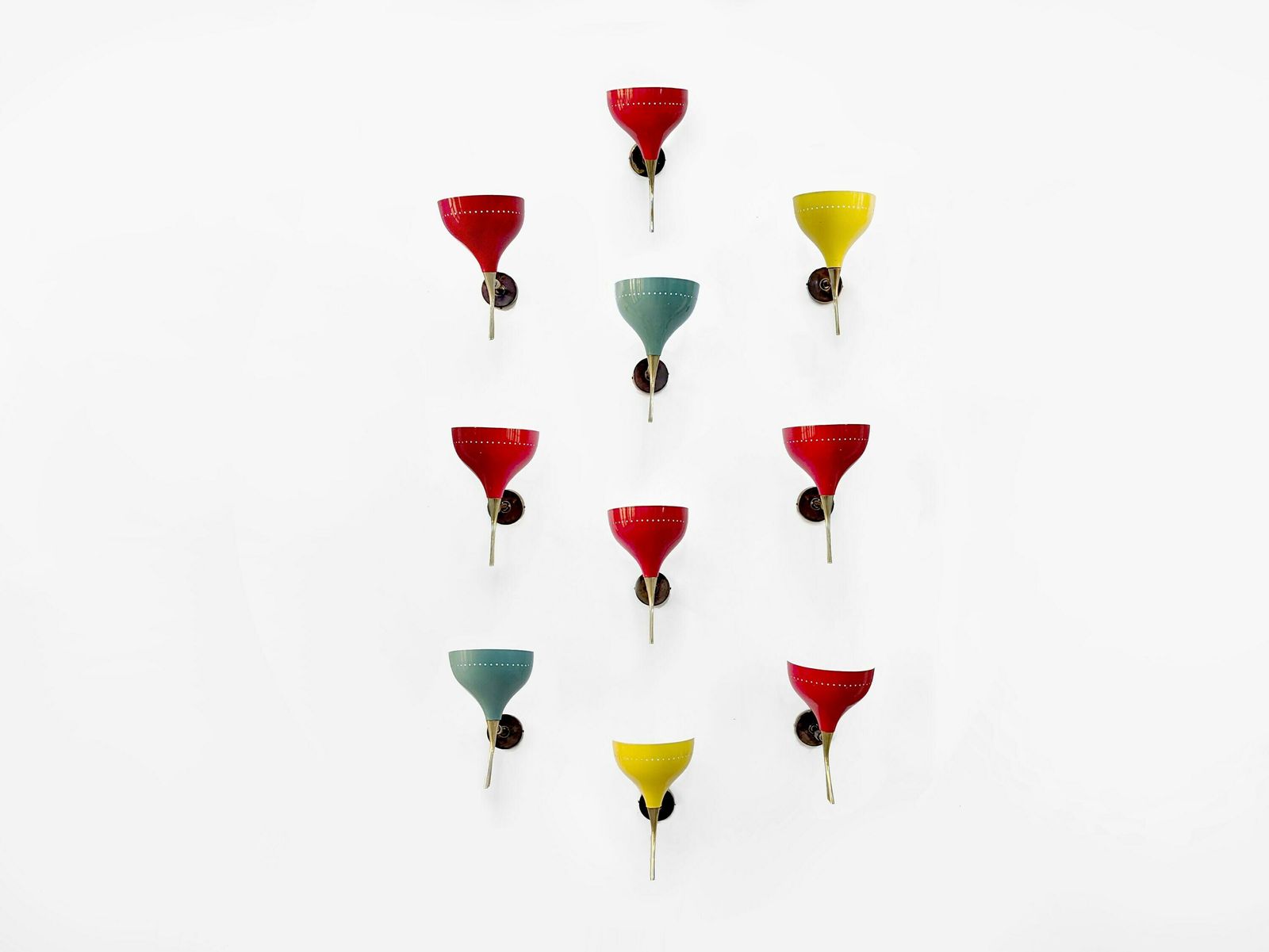 photo for sale Set Of 10 Sconces By Oscar Torlasco For Lumen, Italy 1950s