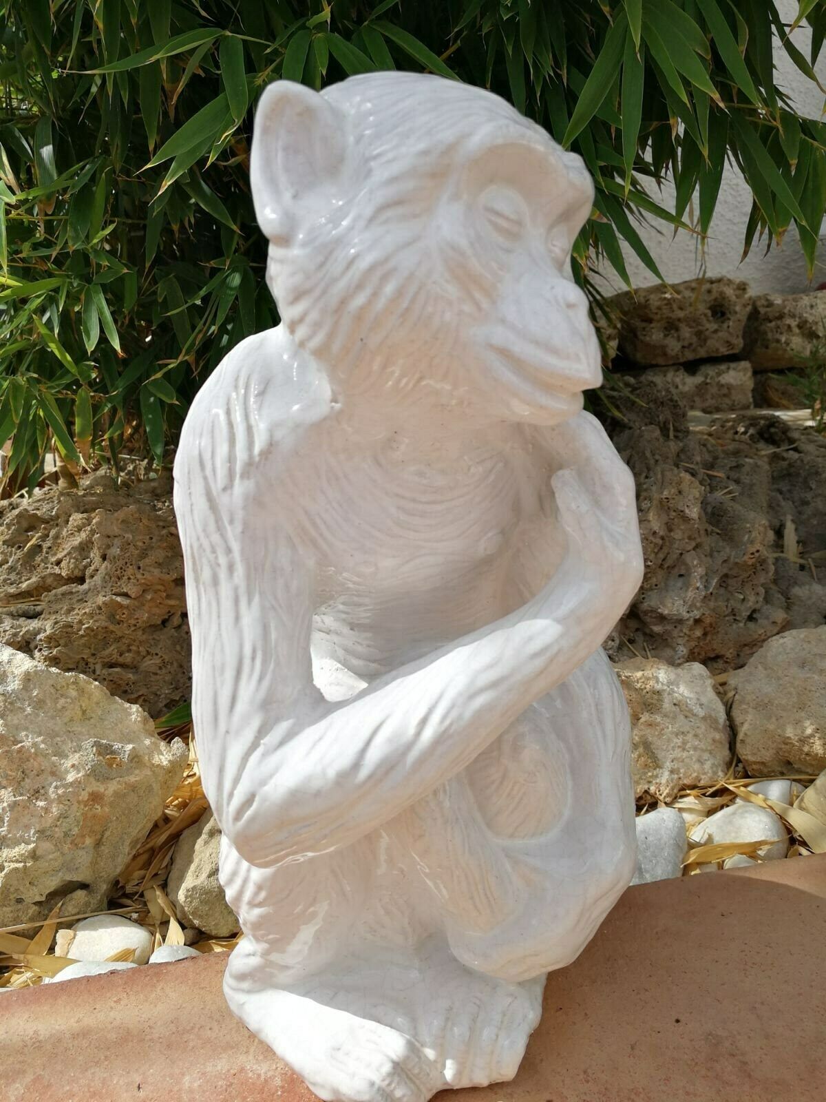 Glazed Terracotta Monkey Animal Sculpture Italy 1960s photo furniture
