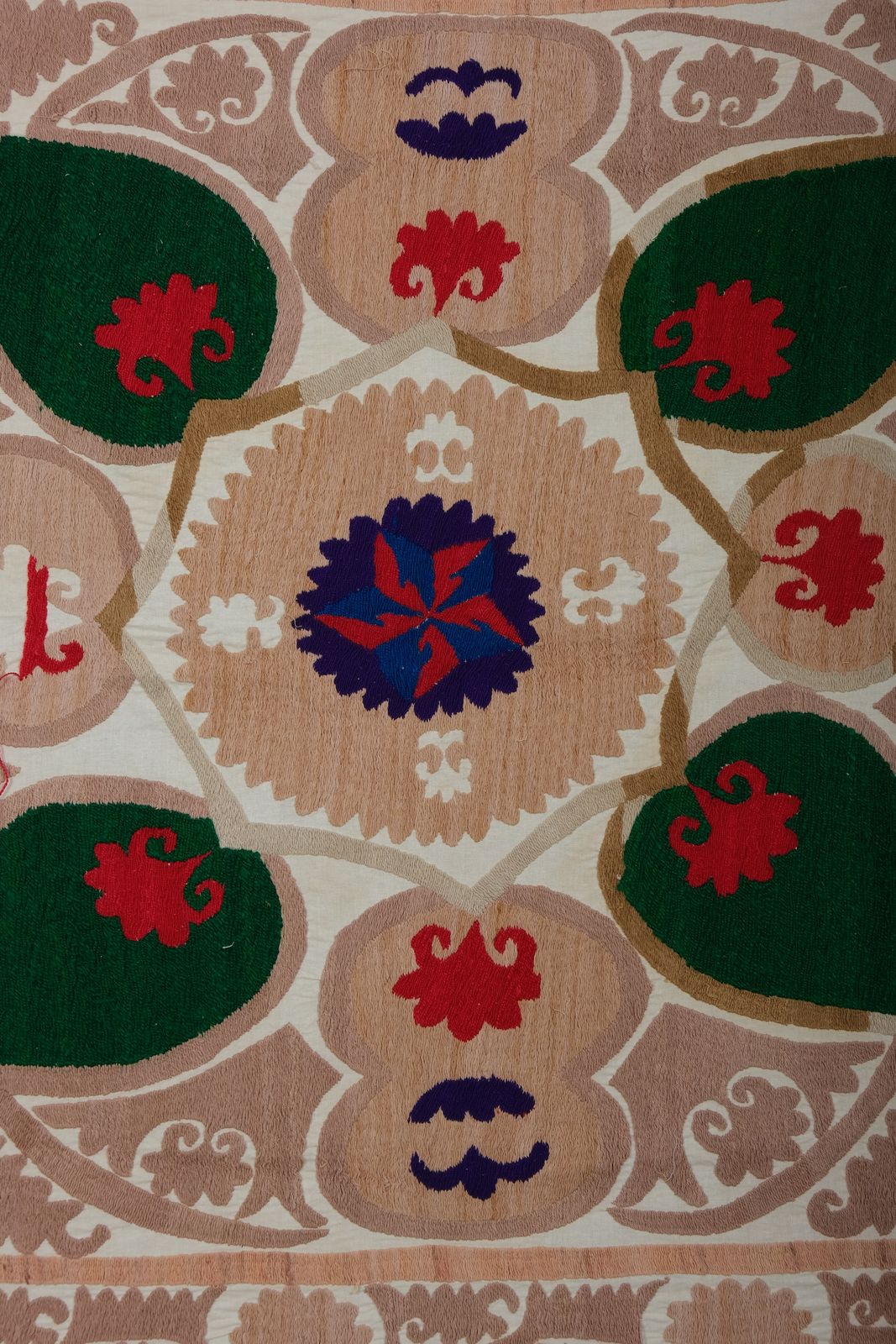 Suzani Ethnic Uzbek Cloth   Tribal Embroidery Wall Decor, Boho Bedspread 120 X 120 photo for sale
