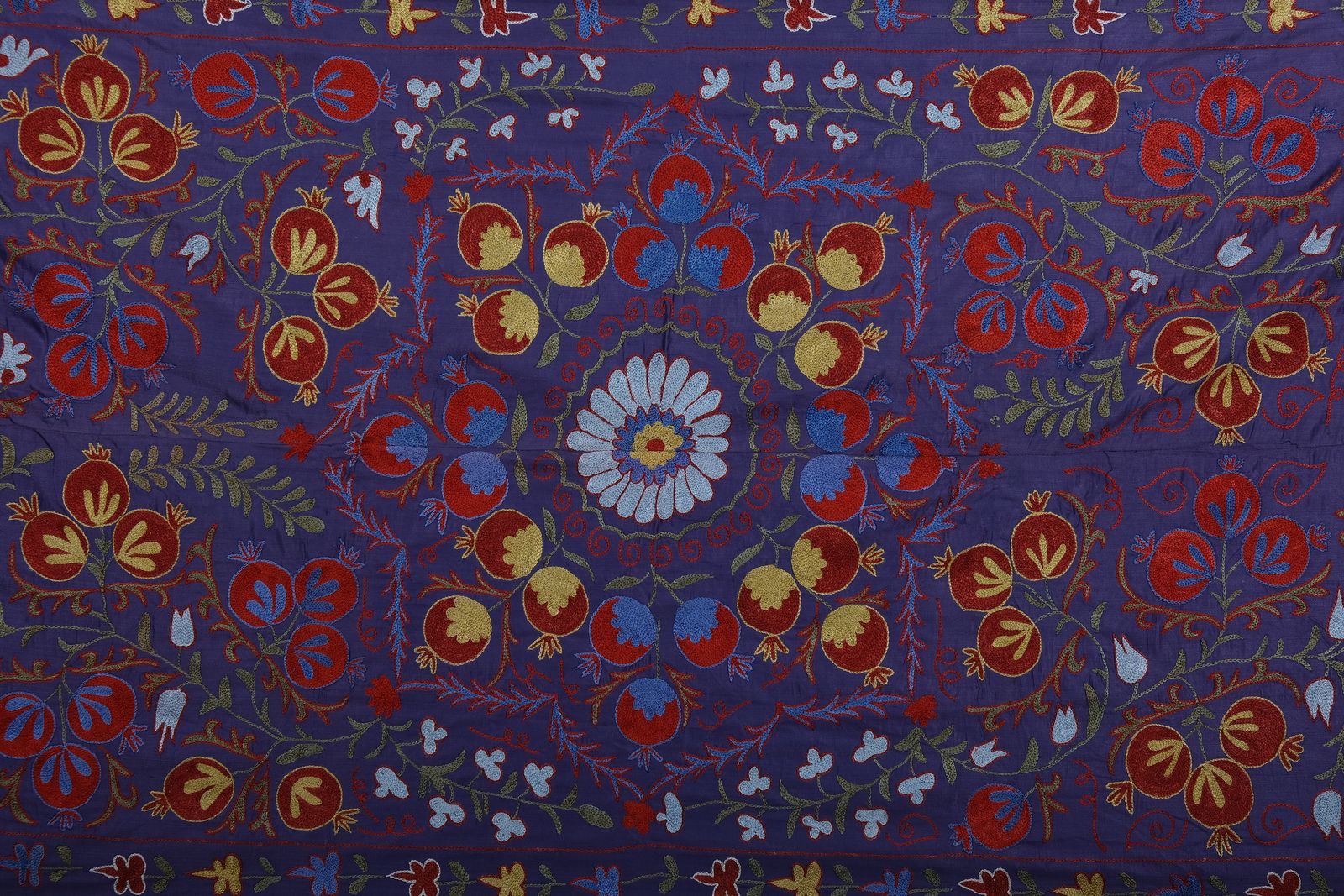 Silk Suzani Throw With Pomegranate Design, Purple Tree Of Life Suzani Wall Decor 104 X 192 photo vintage