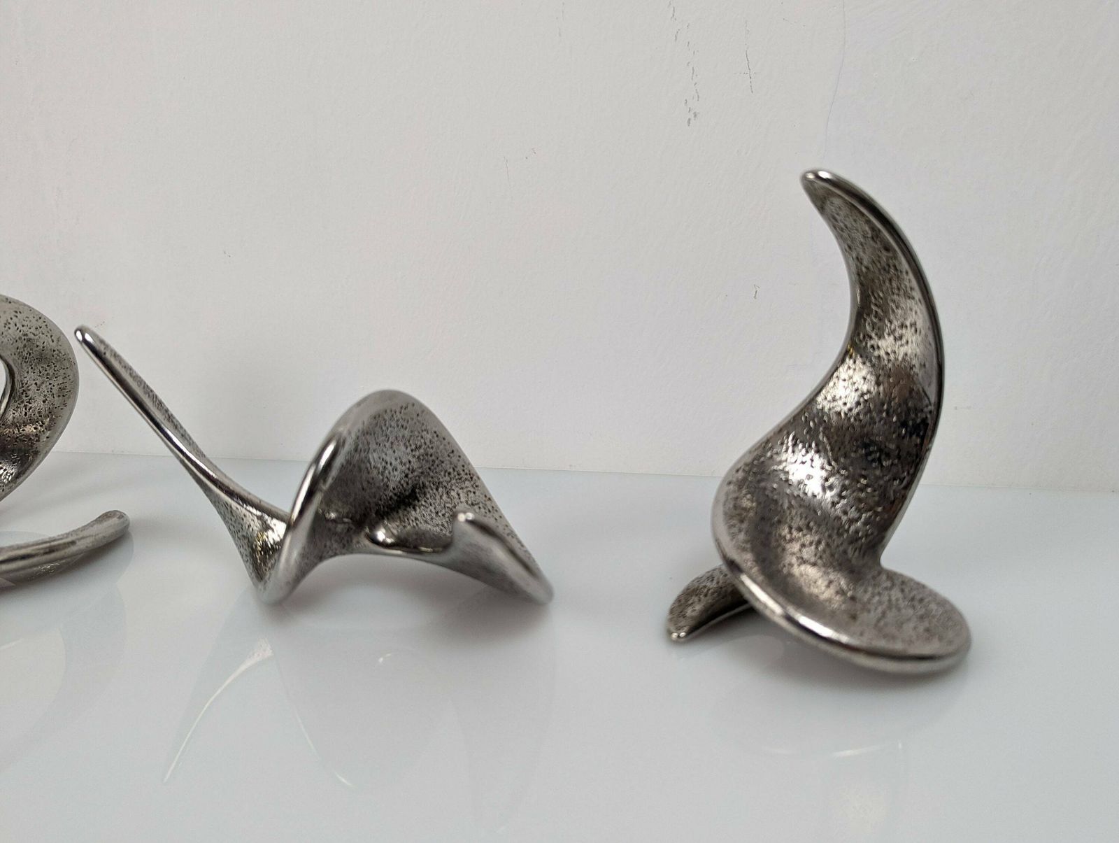 Set Of Spiral Steel Sculptures Signed By The Artist 1980s photo buy