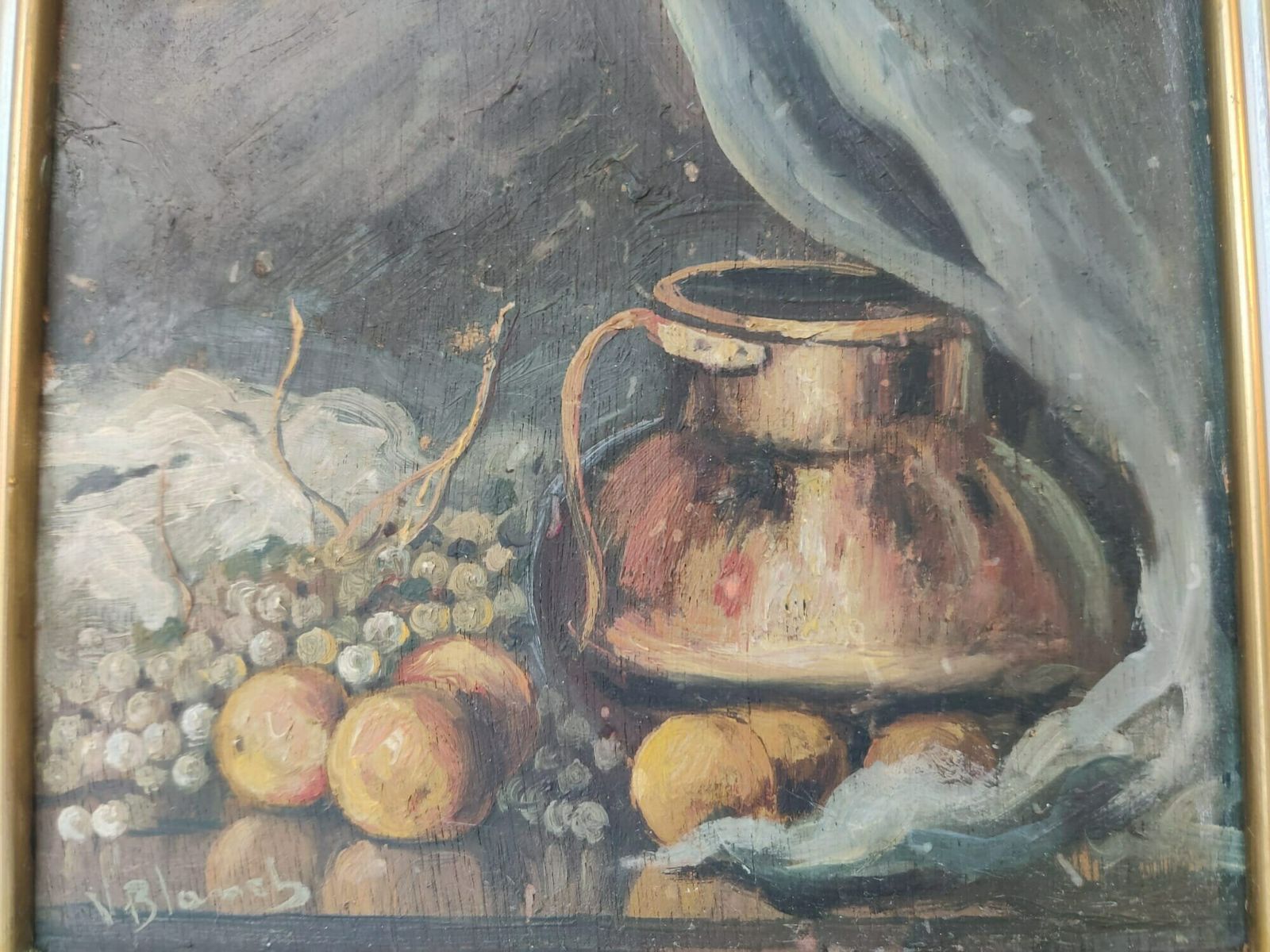 Nice Pair Of Still Lifes In Oil On Board Signed V. Blanes photo for sale