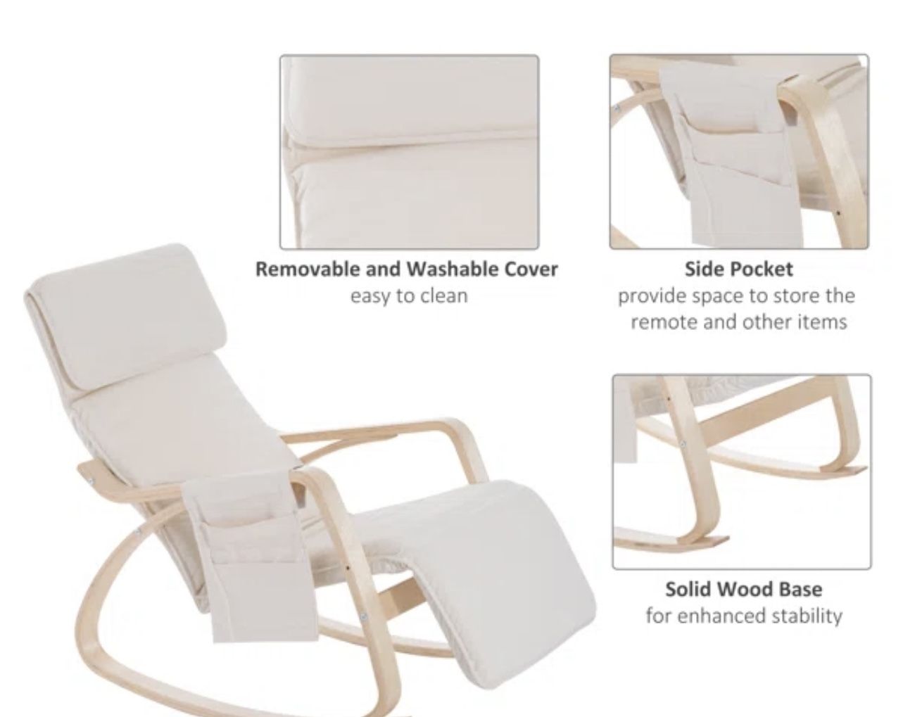 Scandinavian Modern Solid Wood Rocking Armchair photo vinterior