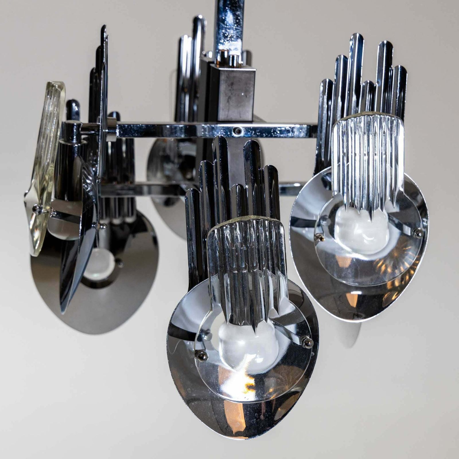 Chrome Chandelier By Oscar Torlasco, Italy 1960s photo furniture