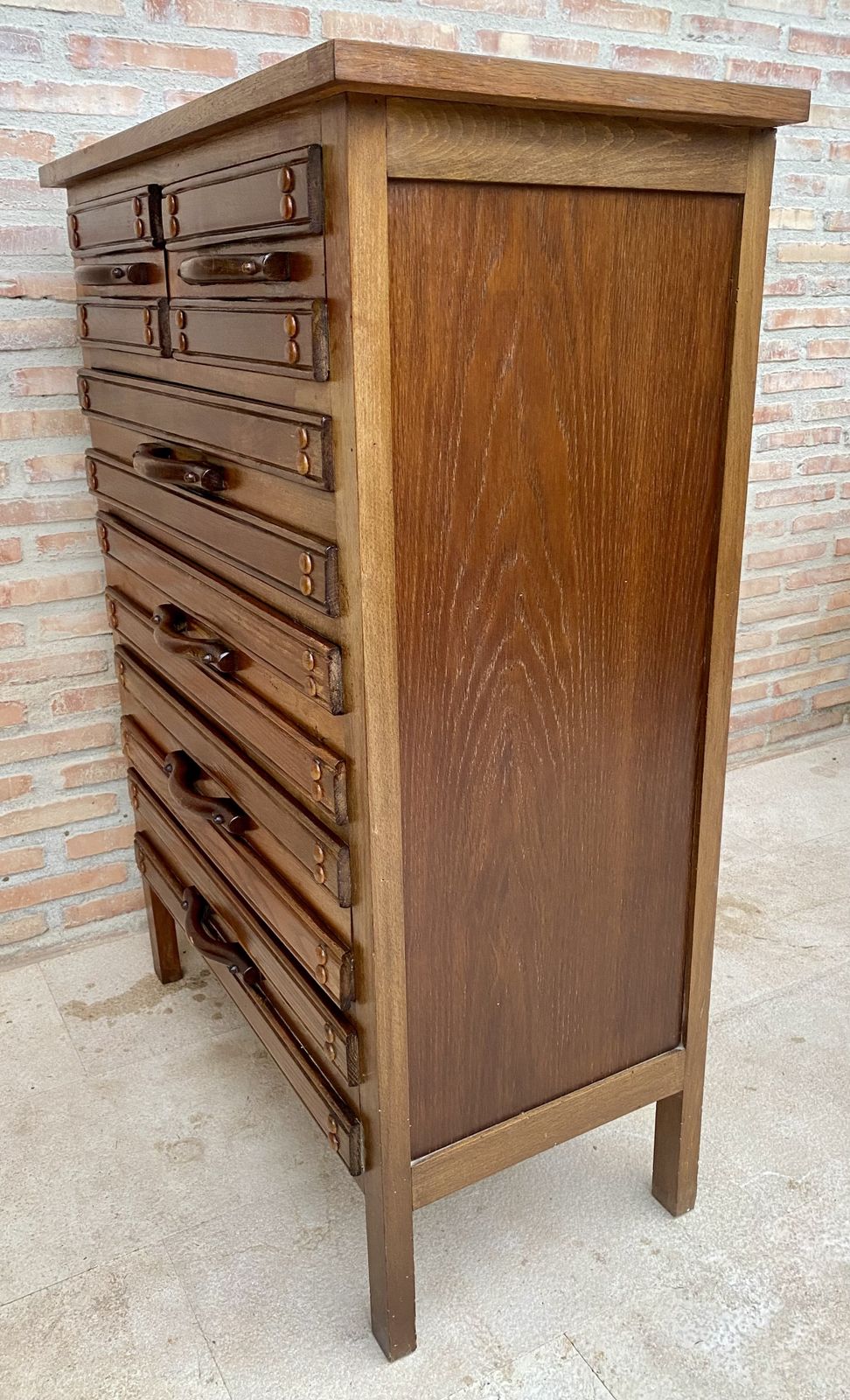 Furniture Tuscan Sifonier With Six Drawers, Spanish, Carved Pine, 20th Century photo