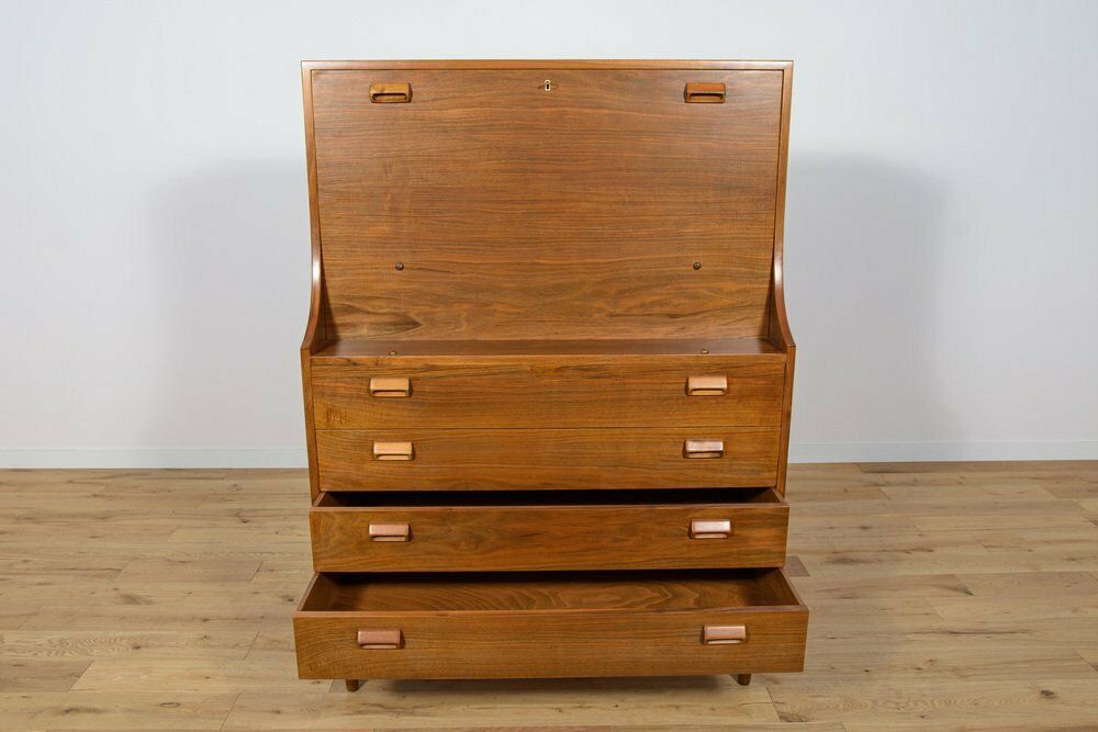 photo for sale Mid Century Danish Walnut Secretary By Borge Mogensen For Soborg Mobler, 1960s