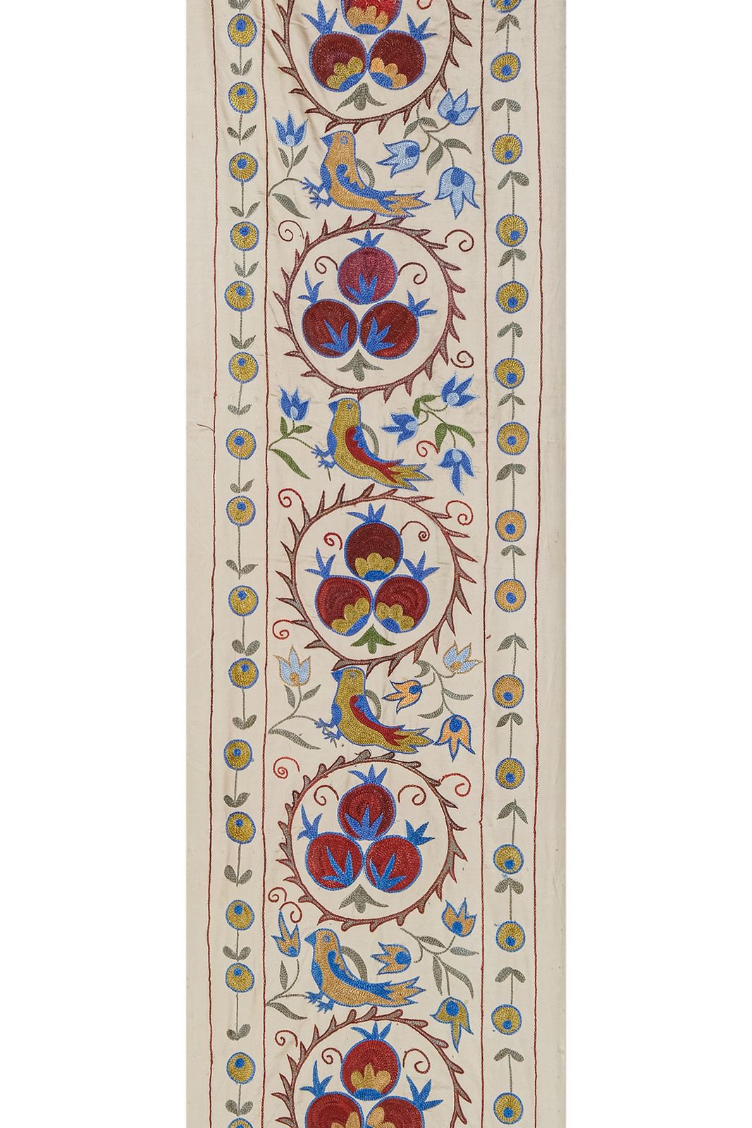 Handmade Bird Pictorial Suzani Table Runner, Embroidery Uzbek Cotton Tribal 54 X 187 photo buy