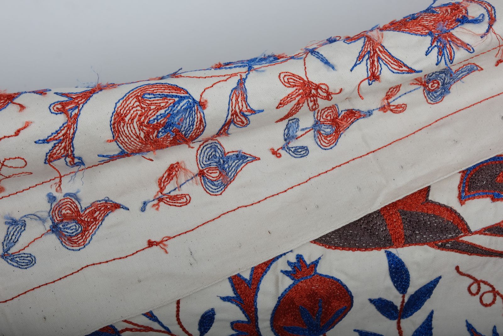 Vintage Folk Art Bird Pictorial Suzani From Uzbekistan, Uzbekistan Suzani Bedspread Wall Panel With Animal Motif 109 X 186 photo vintage