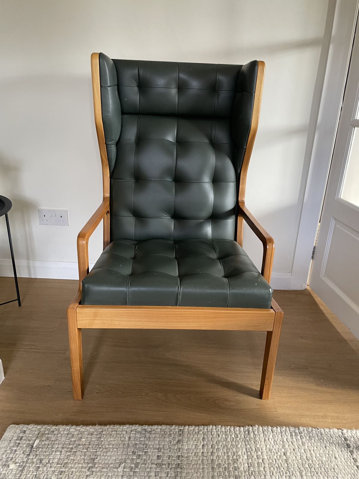 2 X James Uk Olive Leather Wingback Chairs