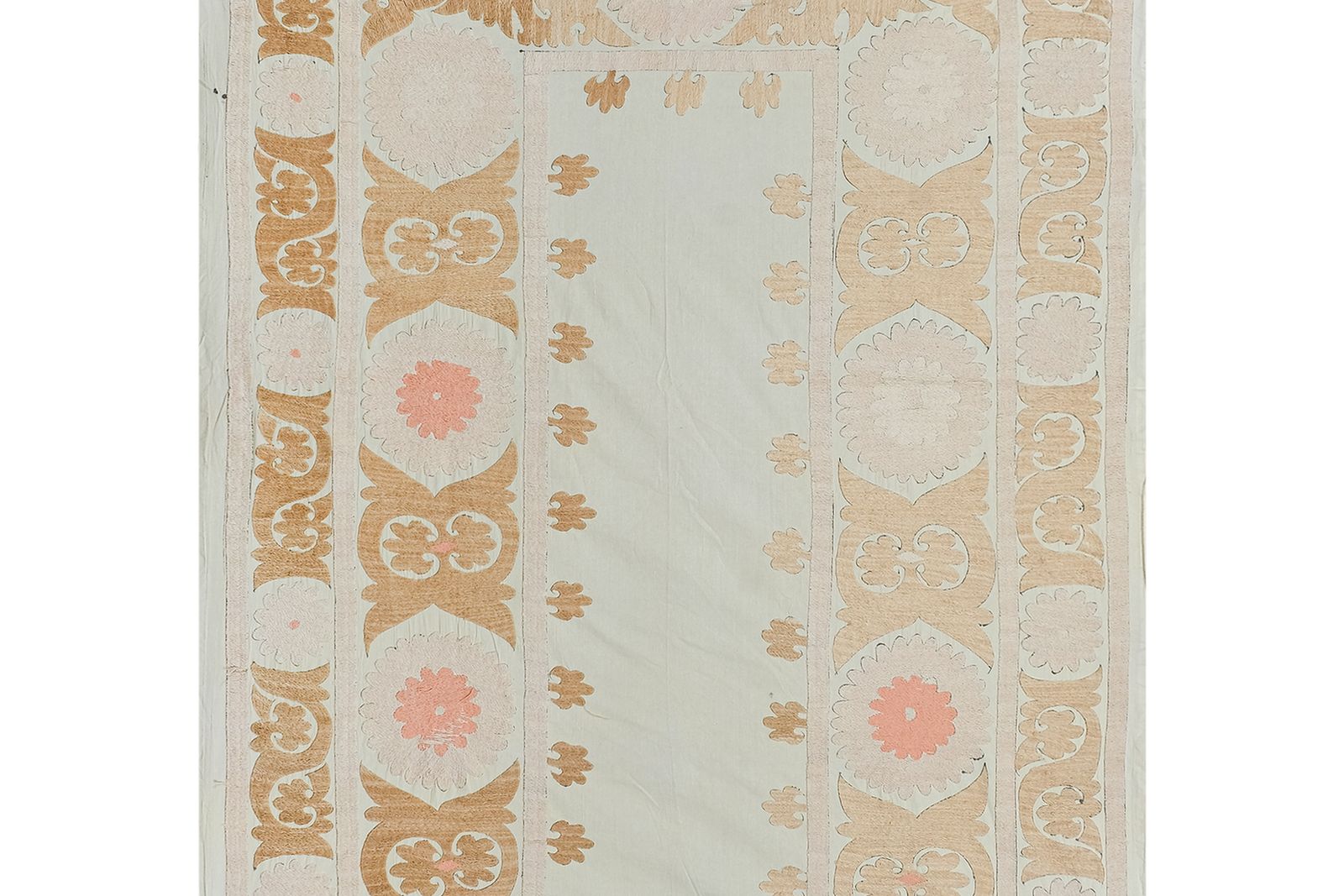 Suzani Wall Hanging Decor   Beige Suzani Table Cloth   Uzbek Neutral Textile, Sand Boho Bedspread, Ethnic 141 X 204 photo furniture