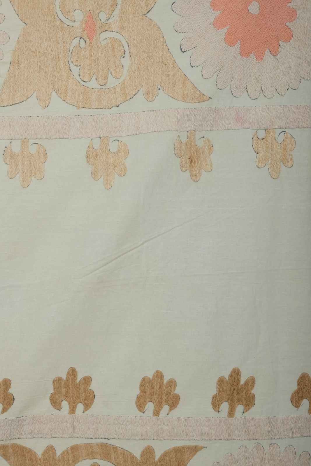 Suzani Wall Hanging Decor   Beige Suzani Table Cloth   Uzbek Neutral Textile, Sand Boho Bedspread, Ethnic 141 X 204 photo buy
