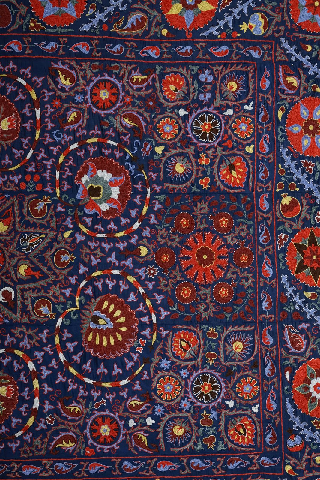 King Size Silk Suzani   Uzbek Embroidery Bedspread   Bukhara Purple Red Wall Hanging And   Bohemian Wall Decor Fabric 245 X 303 photo for sale