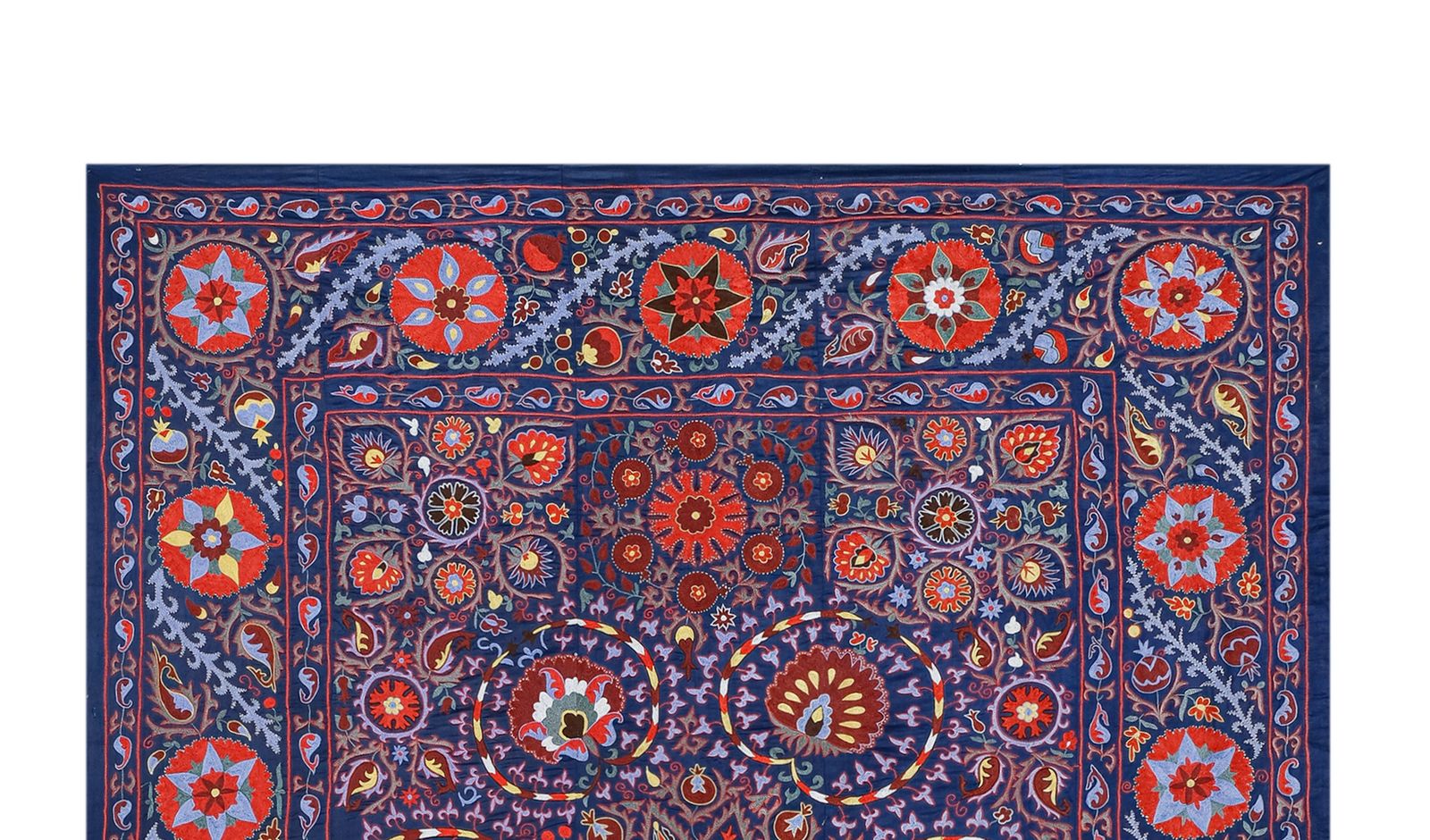 King Size Silk Suzani   Uzbek Embroidery Bedspread   Bukhara Purple Red Wall Hanging And   Bohemian Wall Decor Fabric 245 X 303 photo Textiles