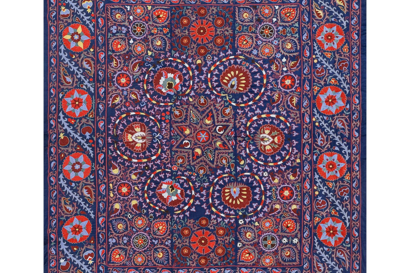 photo furniture King Size Silk Suzani   Uzbek Embroidery Bedspread   Bukhara Purple Red Wall Hanging And   Bohemian Wall Decor Fabric 245 X 303