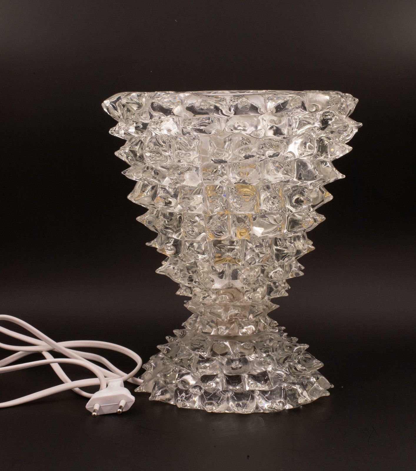 Amazing Table Lamp In Rostrato Murano Glass Vase For Barovier & Toso, 1940s photo furniture
