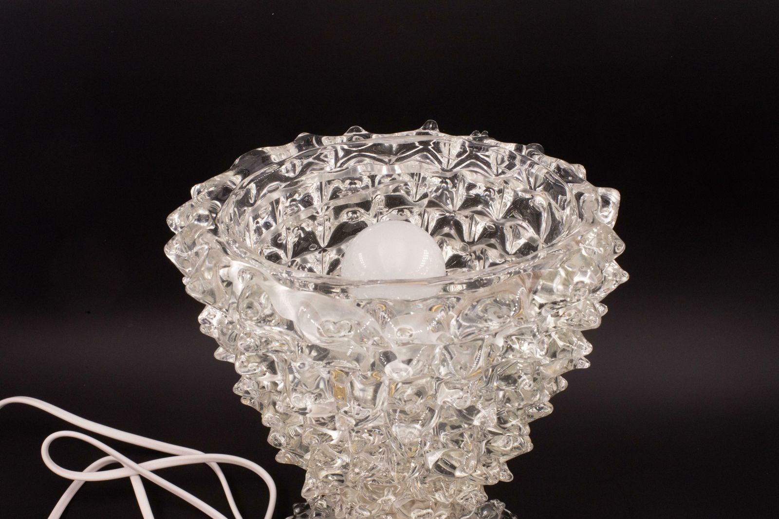 Amazing Table Lamp In Rostrato Murano Glass Vase For Barovier & Toso, 1940s photo Lighting