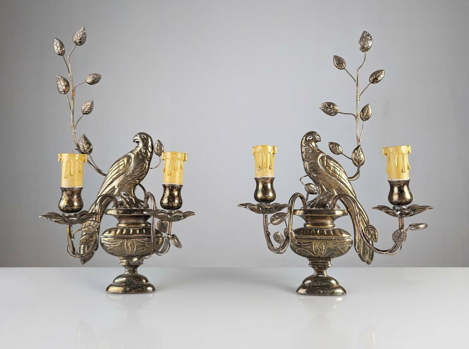Pair Of Appliques With Parrots And Leaves By Maison Bagues