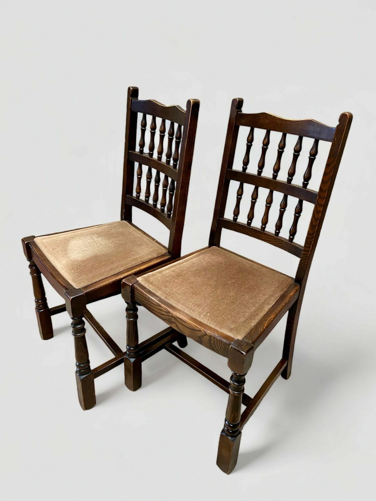 Vintage Oak Dining Chairs / Set Of 2 / Made In England 1970s / Free Delivery photo Furniture