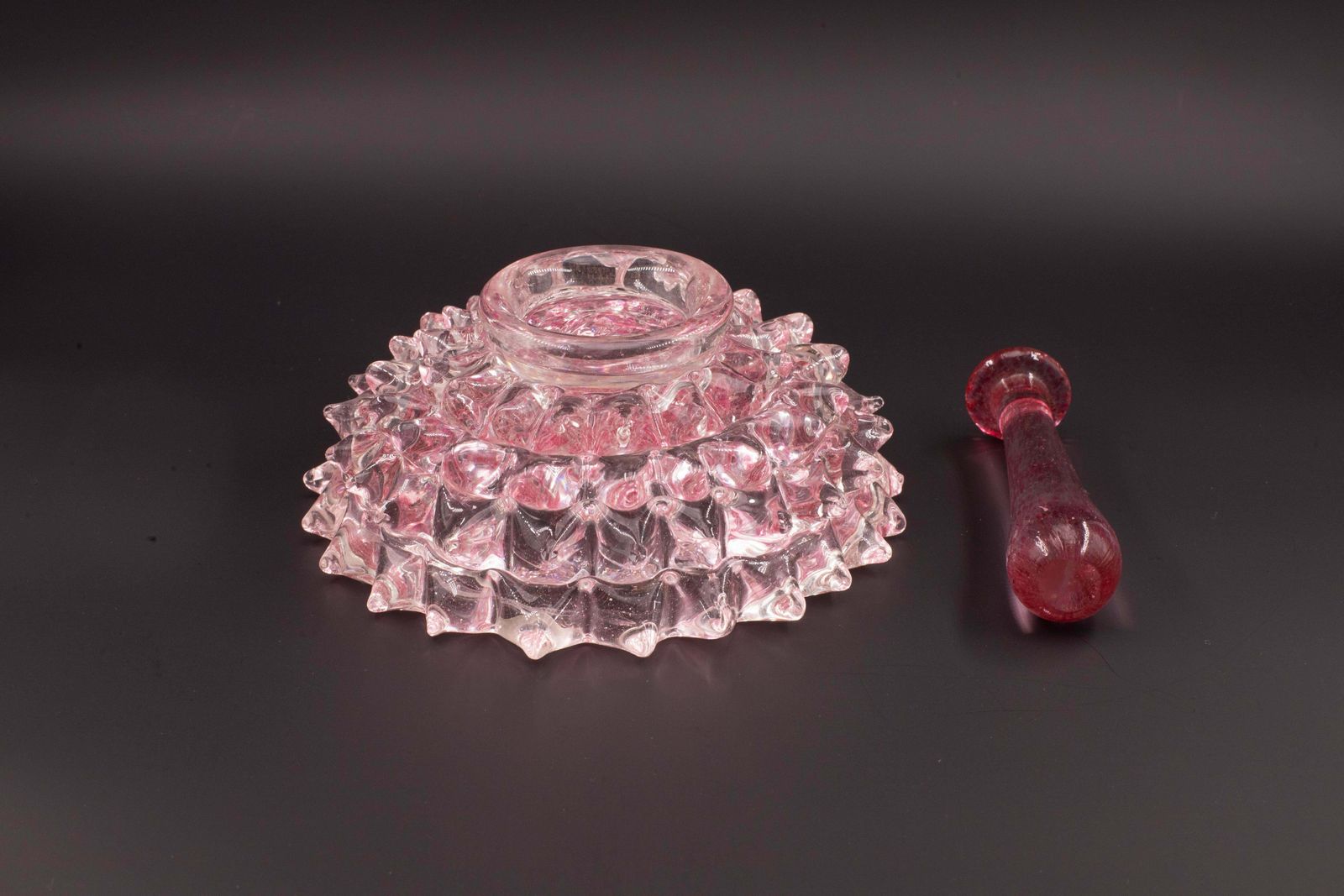 Rare Pink Ercole Barovier Rostrato Murano Glass Vase For Barovier & Toso, 1940s photo vinterior