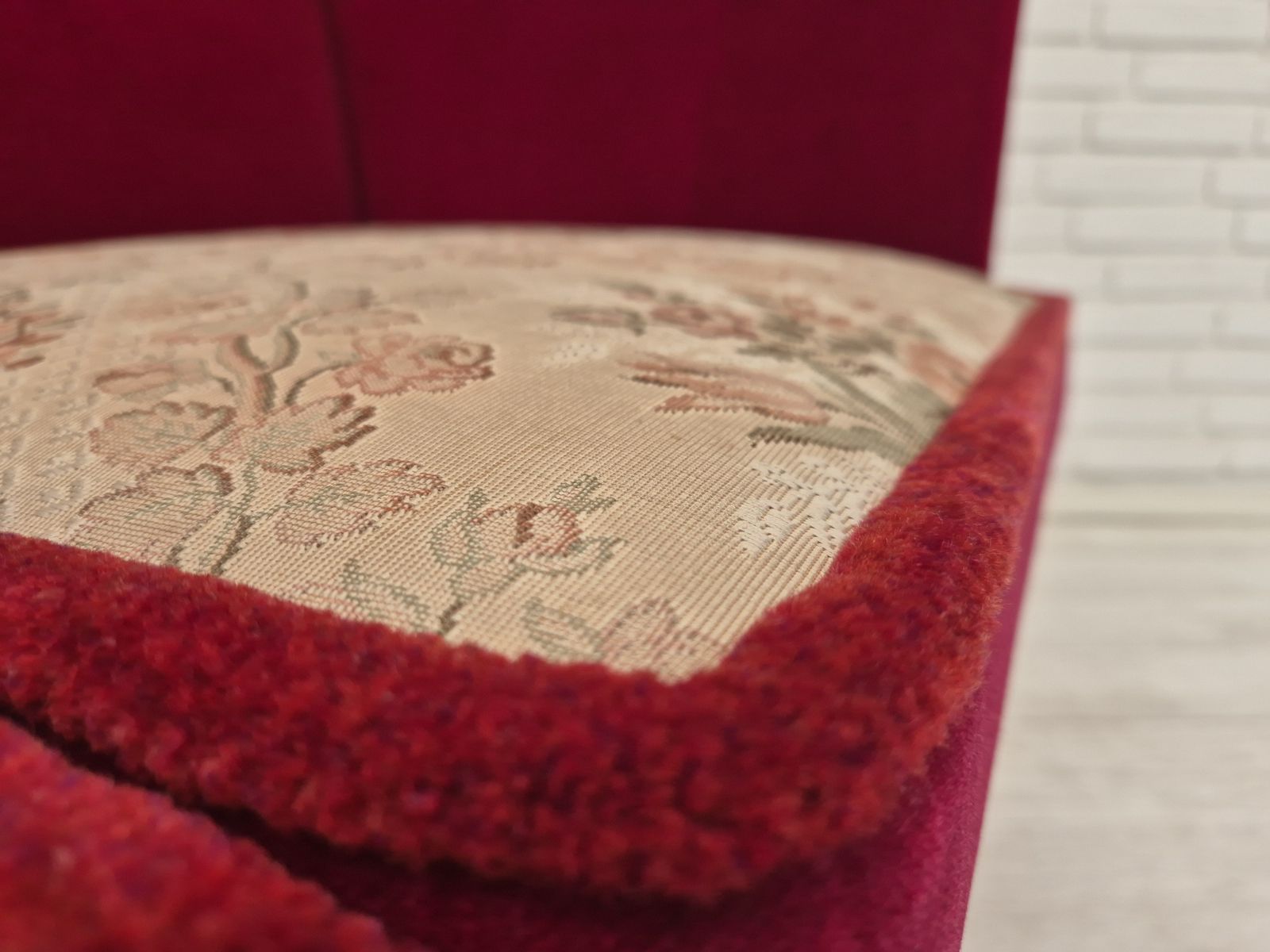 1960s, Danish Velour 2 Seater Drop Arm Sofa, Velour, Original Condition. photo vinterior