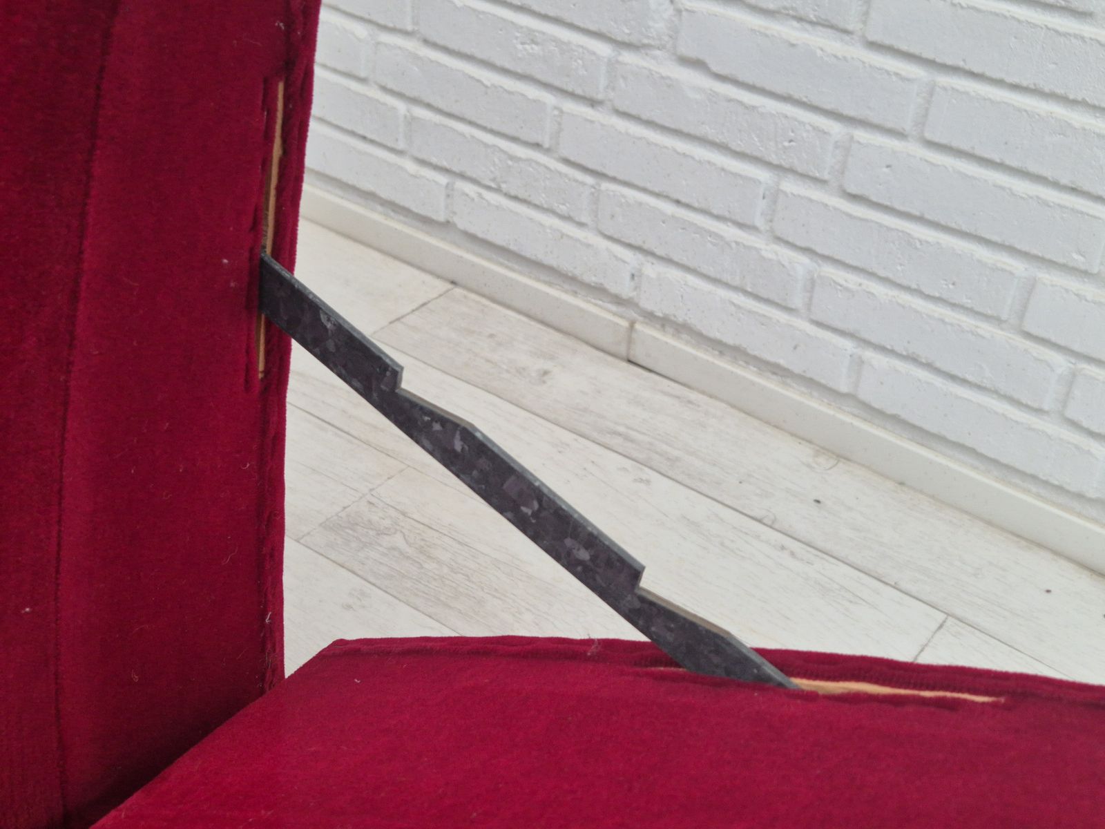 1960s, Danish Velour 2 Seater Drop Arm Sofa, Velour, Original Condition. photo vintage