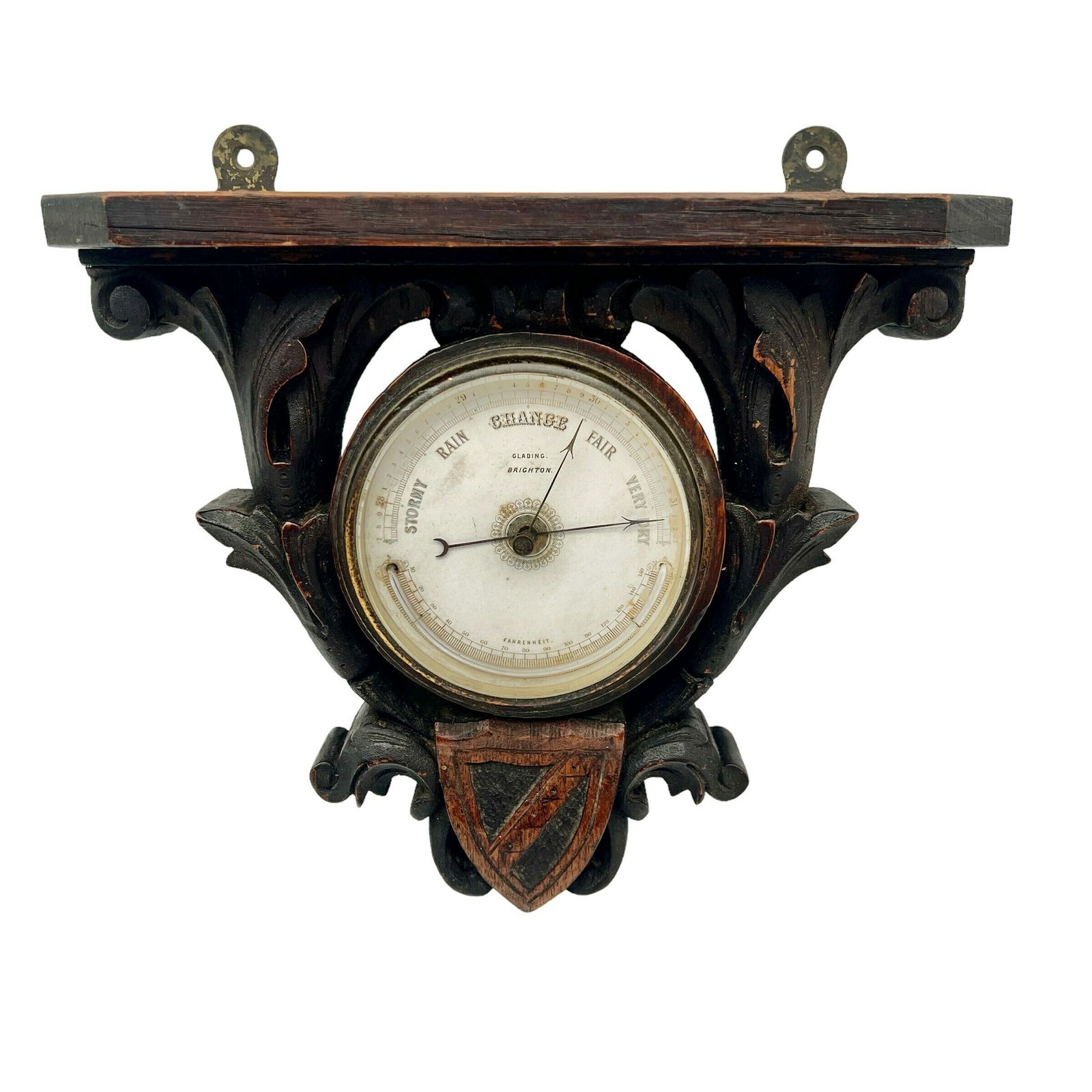 Antique Victorian F Glading Of Brighton Barometer & Thermometer   Hallway Decor   Home Decor