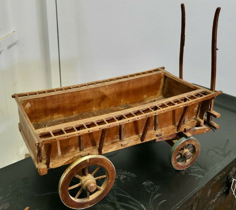 Model Wooden Horse Drawn Hay Cart photo vintage