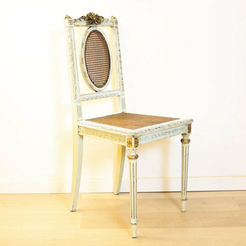 Louis XV Style Off White And Gold Detailed Chair, 1930s photo for sale