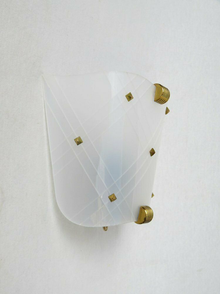 Wall Lights In Acrylic Glass & Brass, France, 1950s, Set Of 2 photo for sale