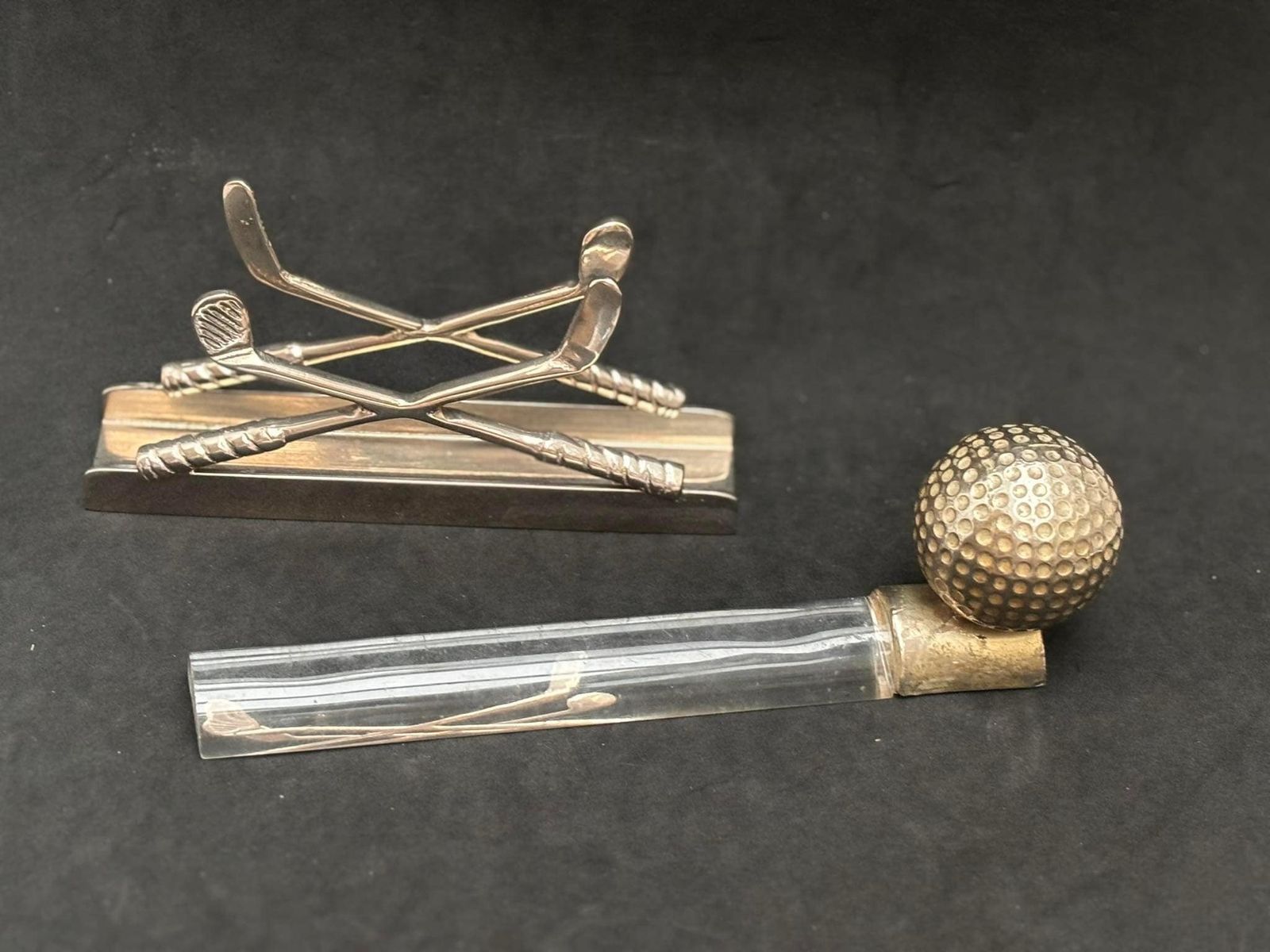 Golf Decor Napkin Holder Or Letter Holder Paper Weight Golf Ball Plated Napkin Holder Mail Rare Desk Ornament Gift Decor Table Decor photo for sale