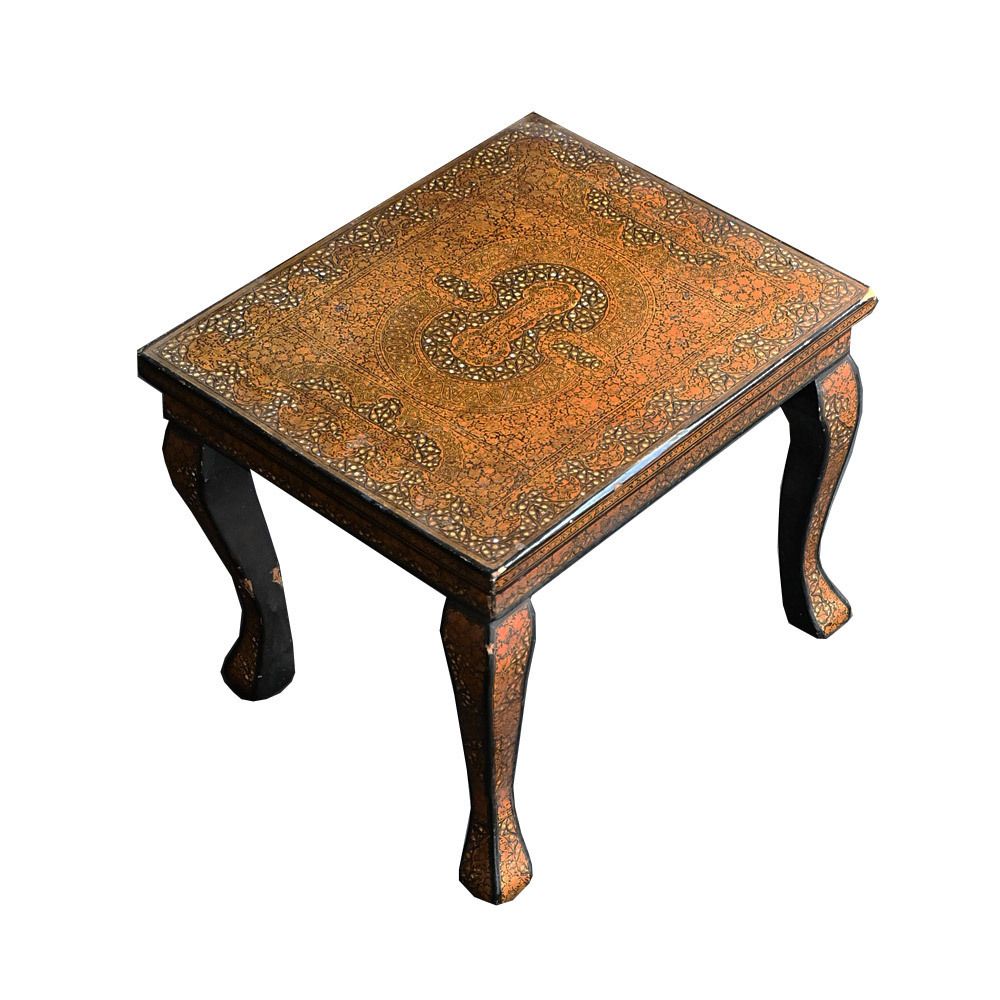 Kashmiri Table Early 20th Century In Gold And Black
