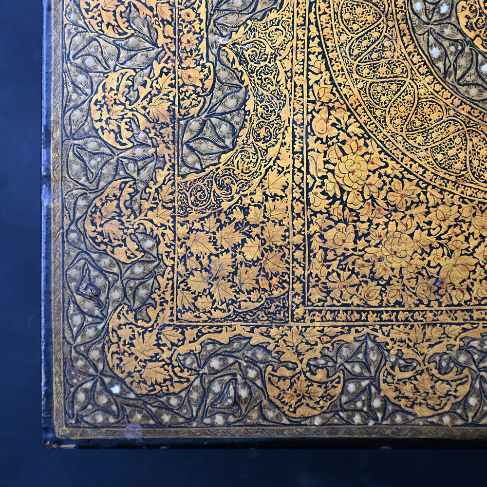 Kashmiri Table Early 20th Century In Gold And Black photo 690.0
