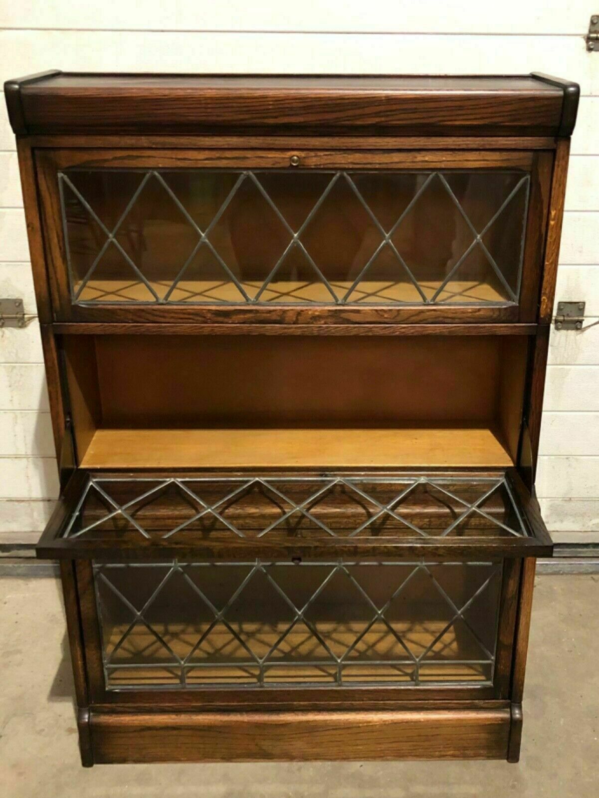 439.0 Handsome Vintage Barristers Style Bookcase / Stacking Glazed Bookshelves photo