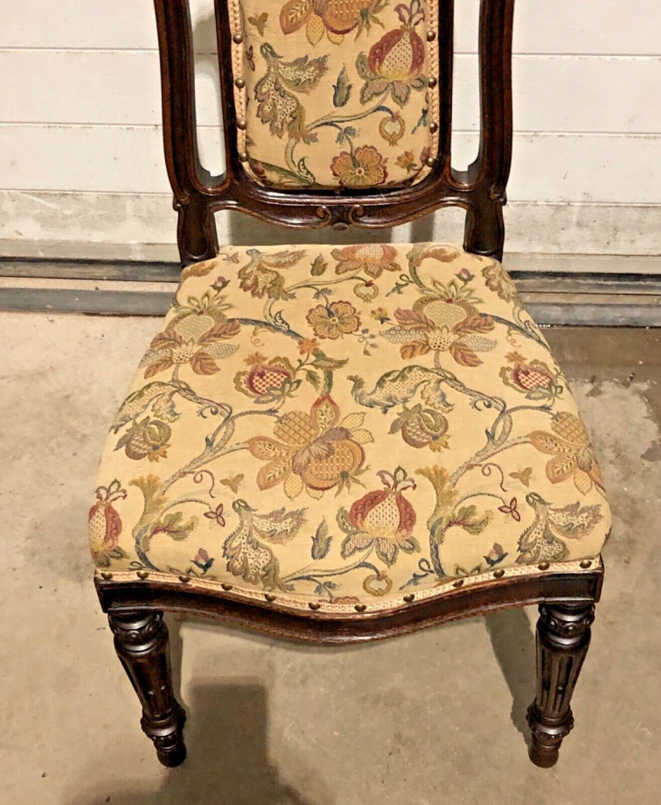 Handsome Set Of Four Antique Carved Oak Dining Chairs photo vintage